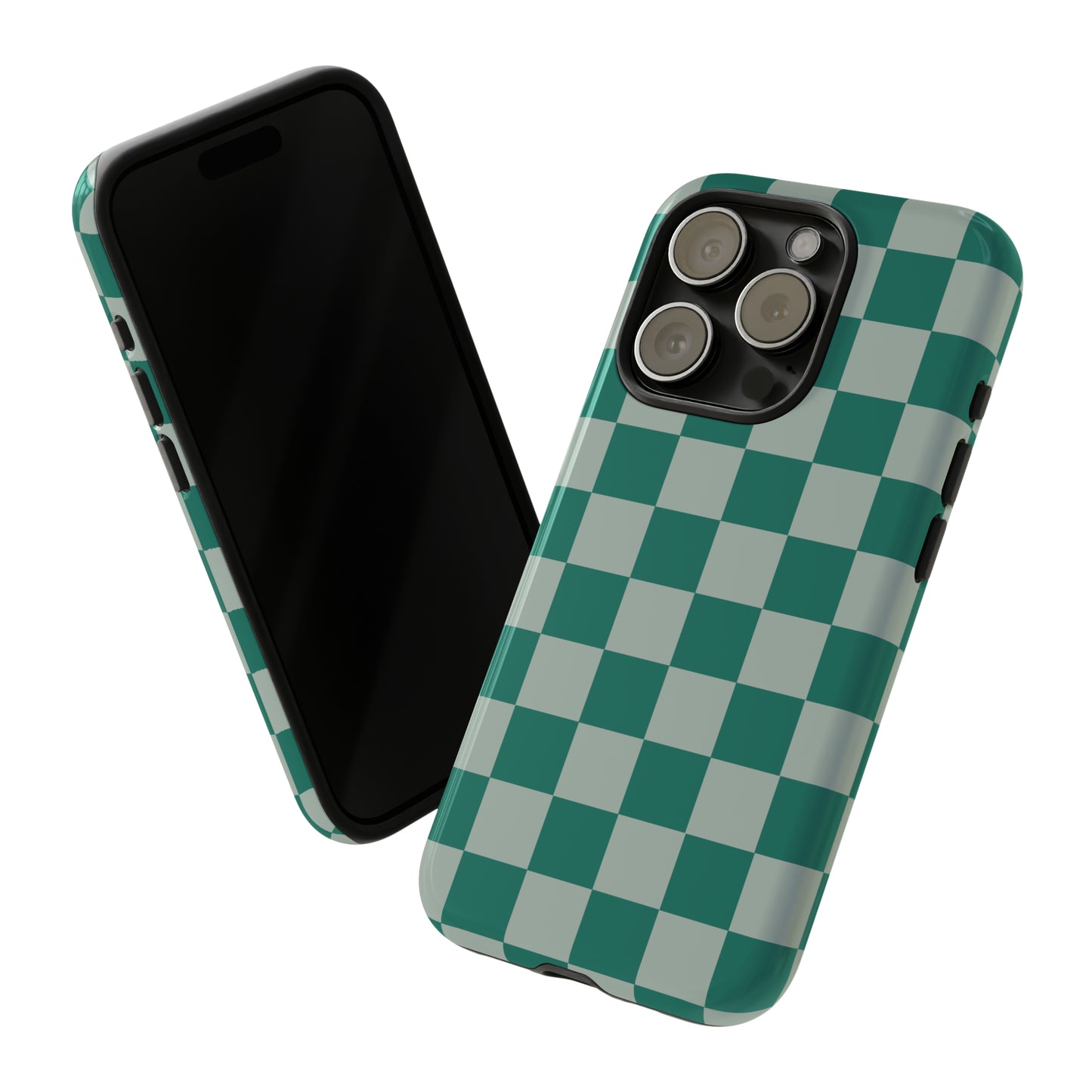 Green on Green Checkerboard | Tough Phone Case