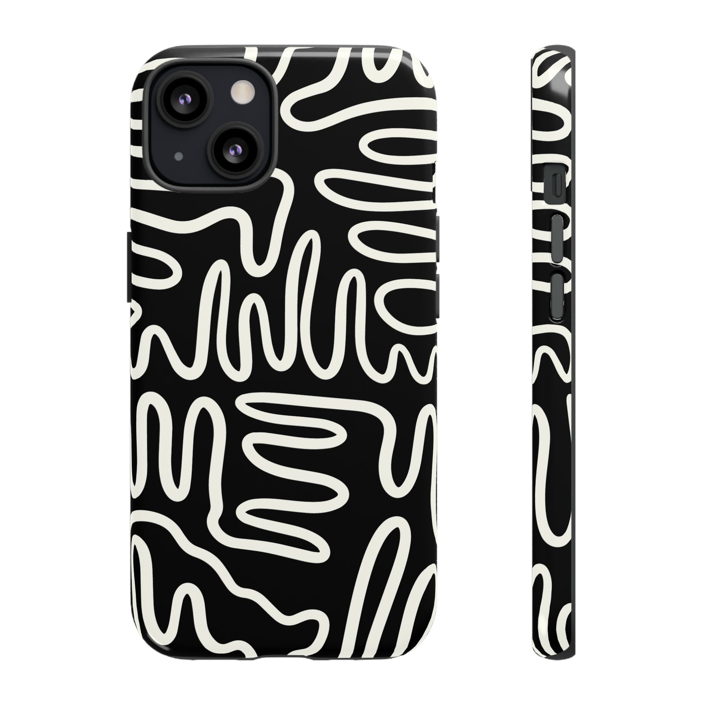 White and Black Squigles | Tough Phone Case