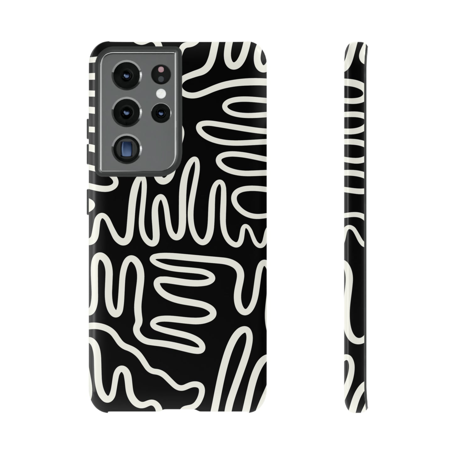 White and Black Squigles | Tough Phone Case