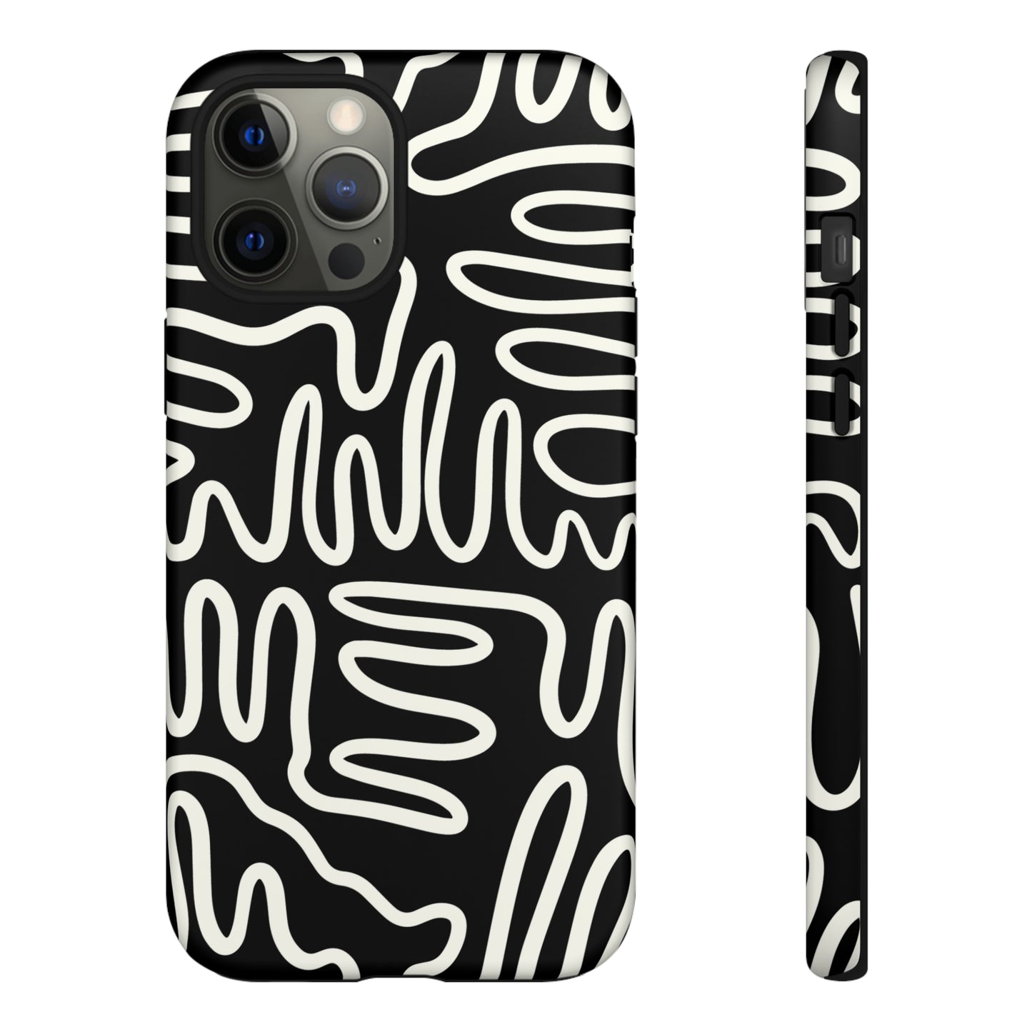 White and Black Squigles | Tough Phone Case