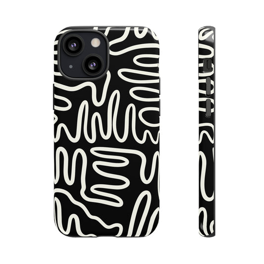 White and Black Squigles | Tough Phone Case