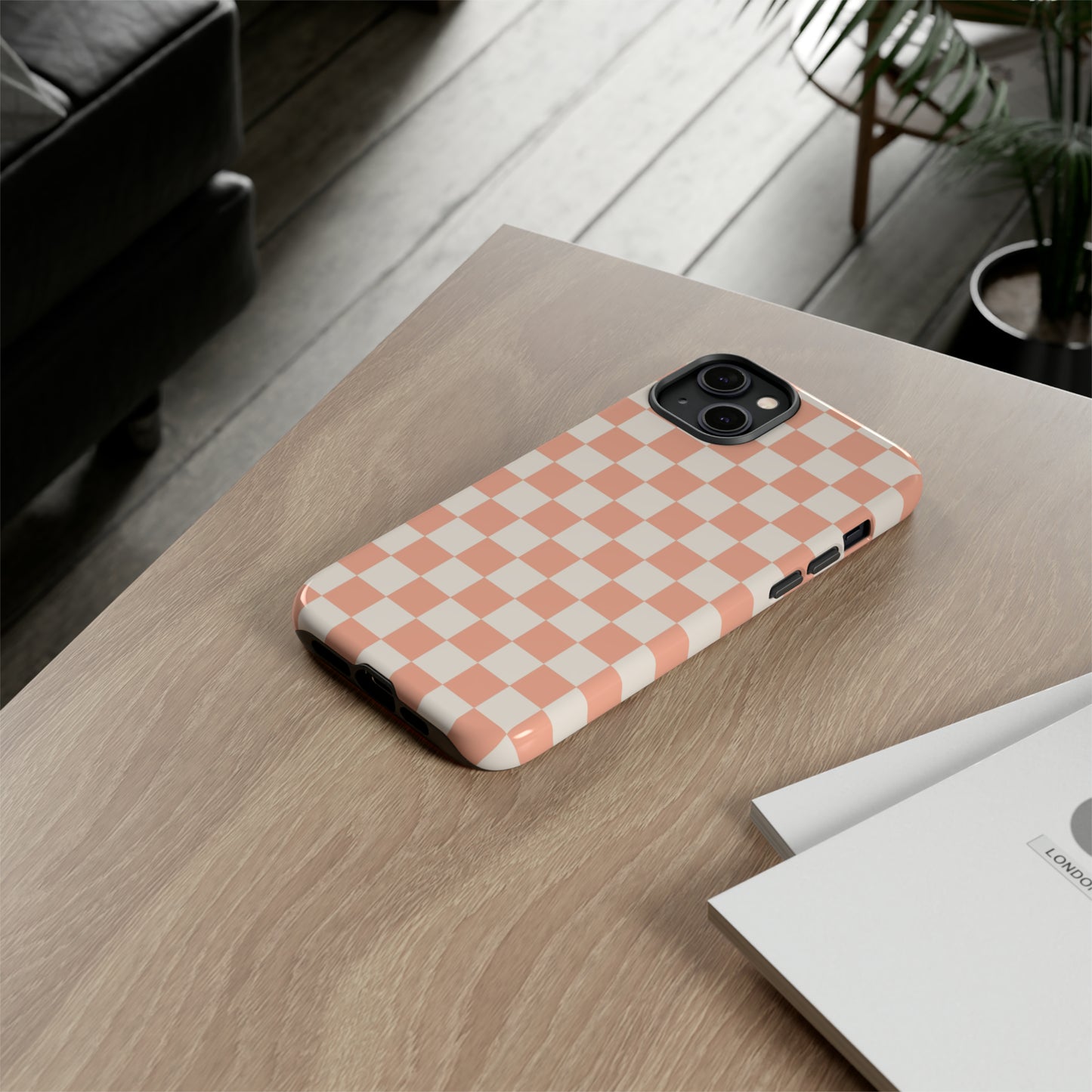 Light Peach Checkers | Tough Phone Case