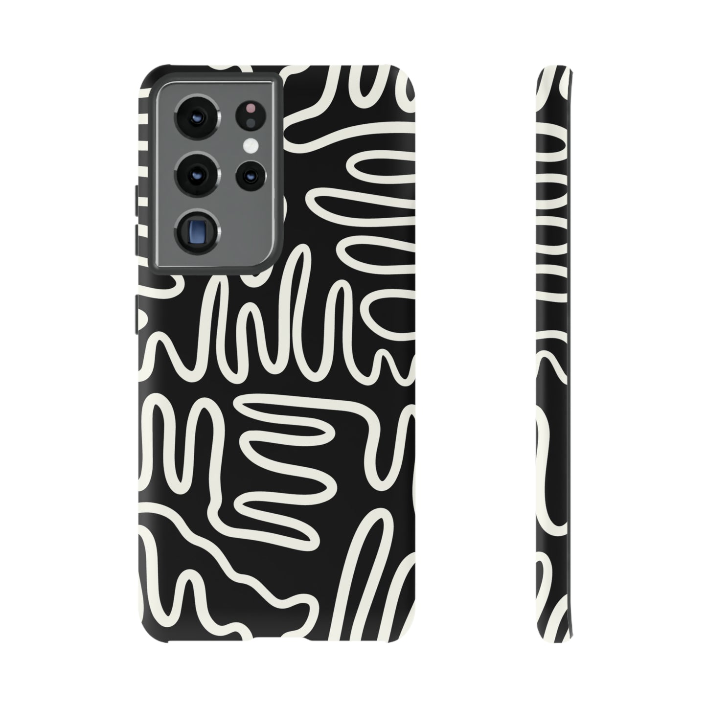 White and Black Squigles | Tough Phone Case