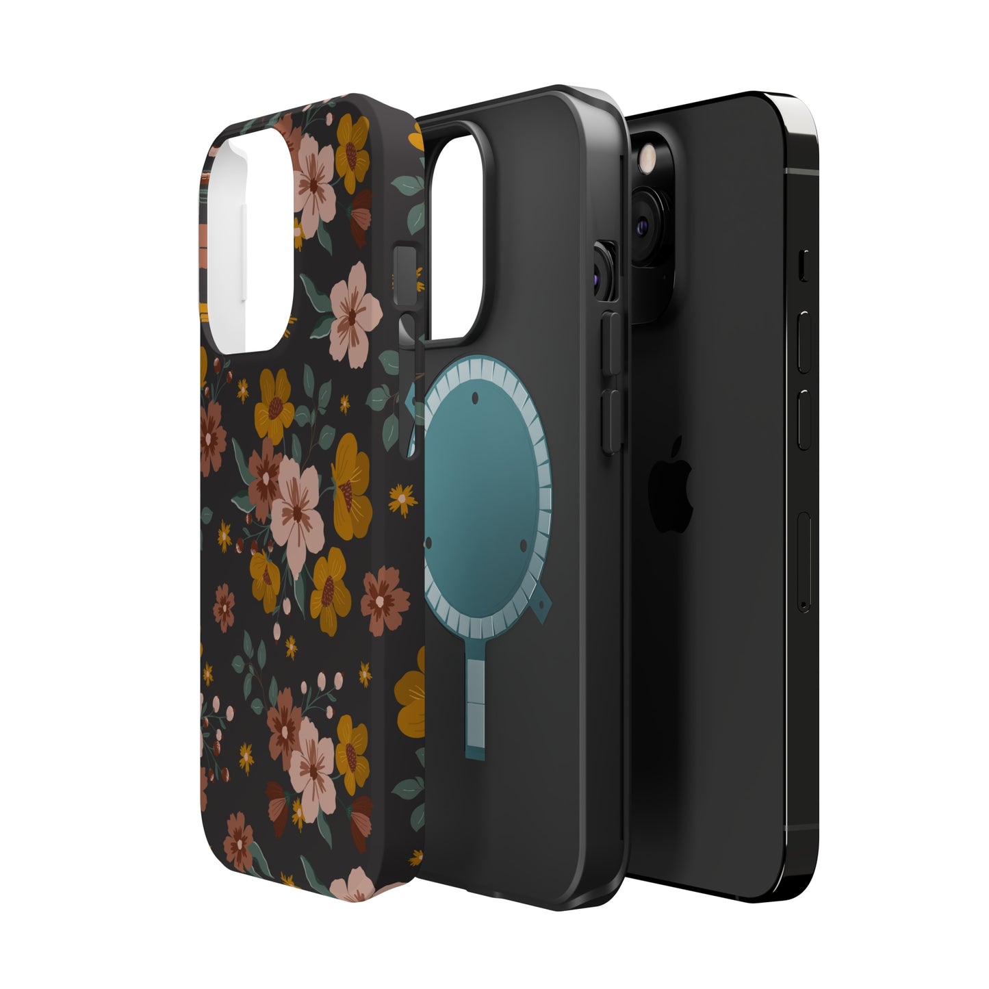 Black Faded Flowers | MagSafe Phone Cases