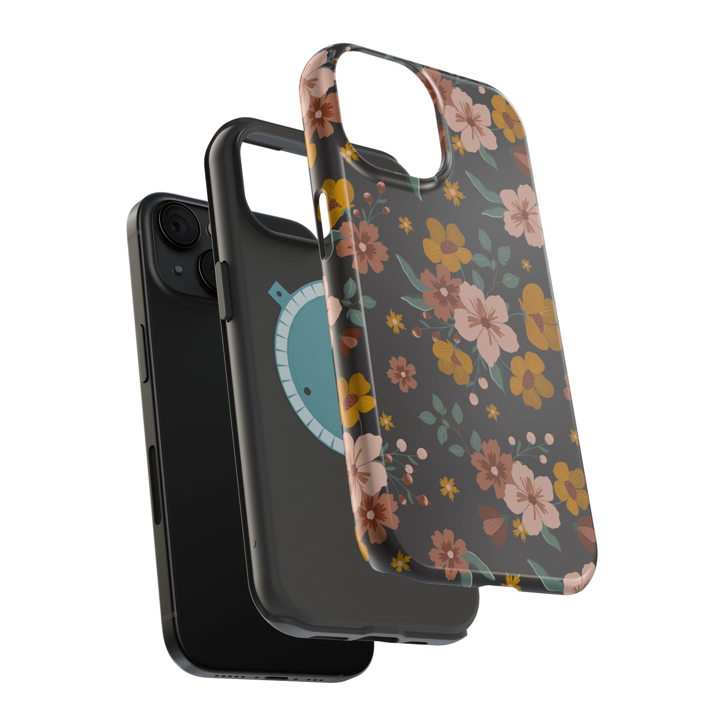 Black Faded Flowers | MagSafe Phone Cases