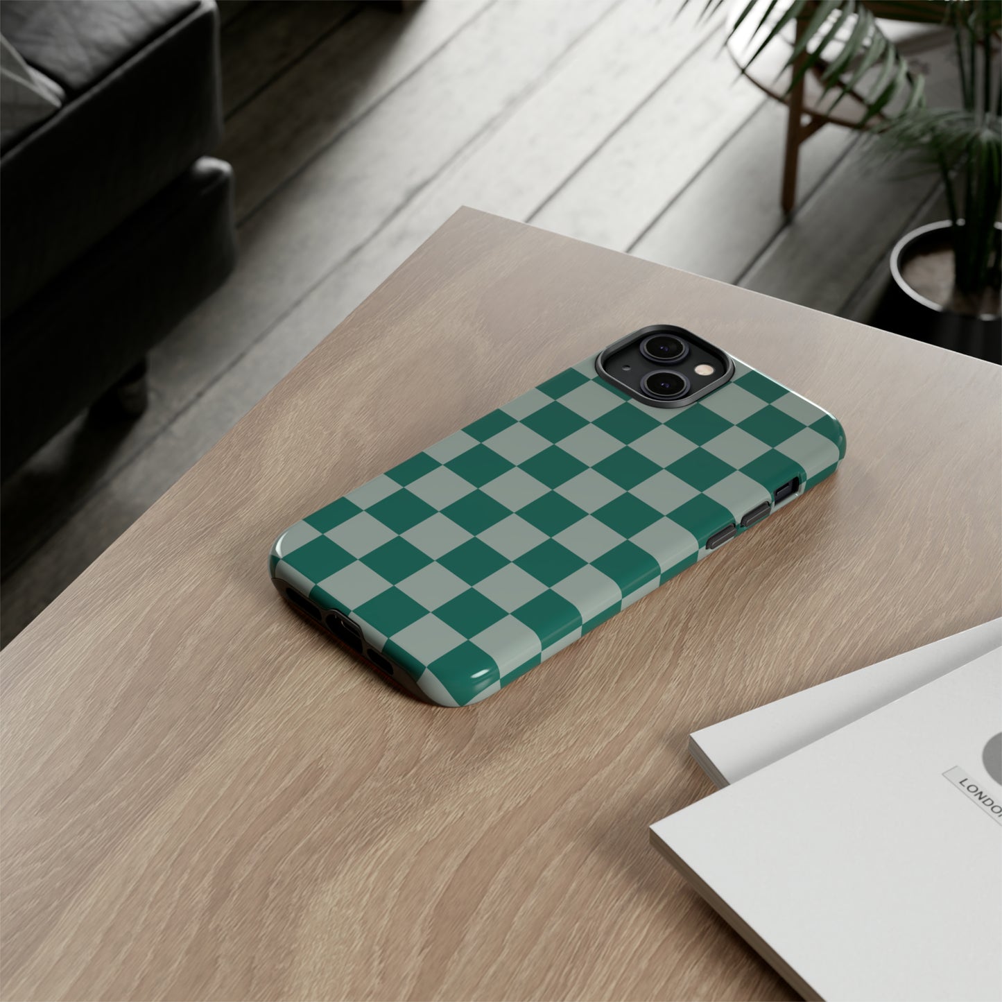 Green on Green Checkerboard | Tough Phone Case