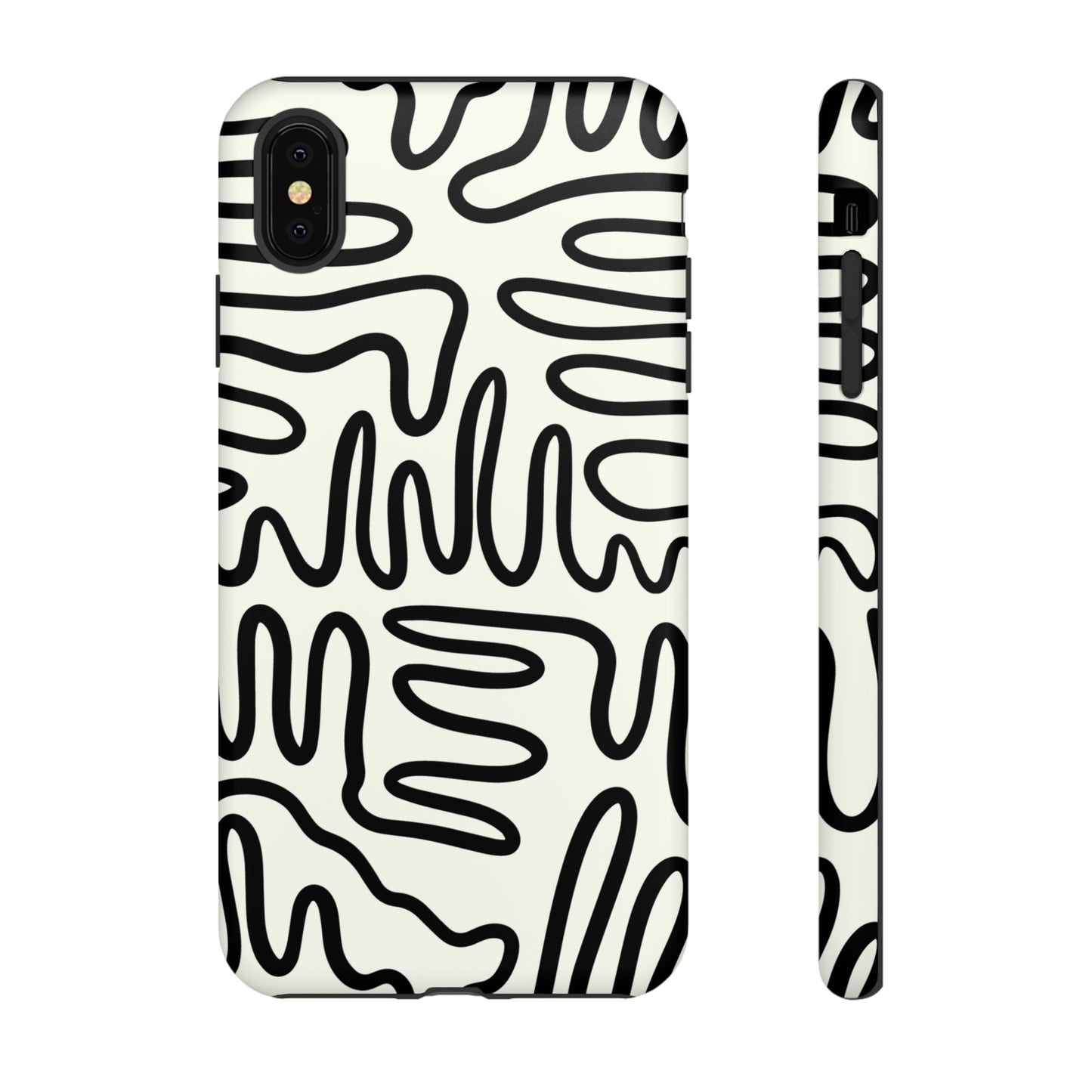 Black and White Squigles | Tough Phone Case