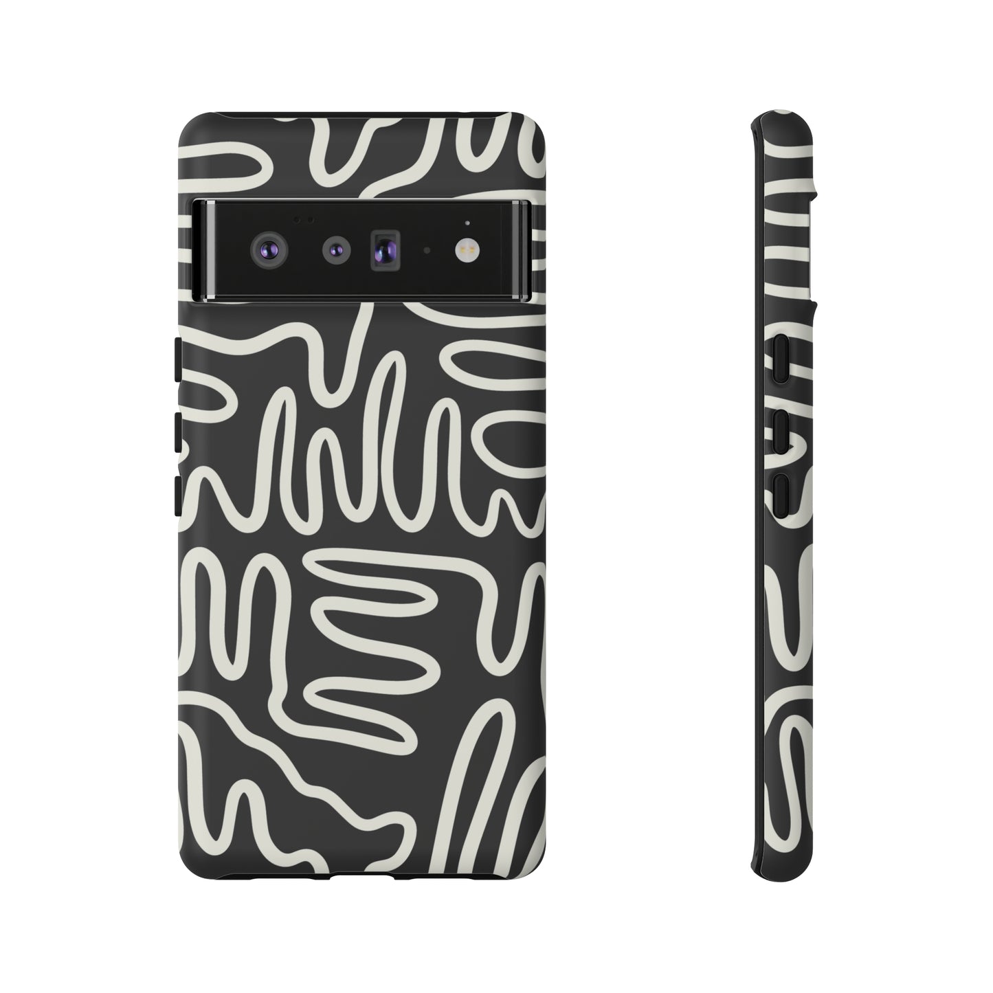 White and Black Squigles | Tough Phone Case