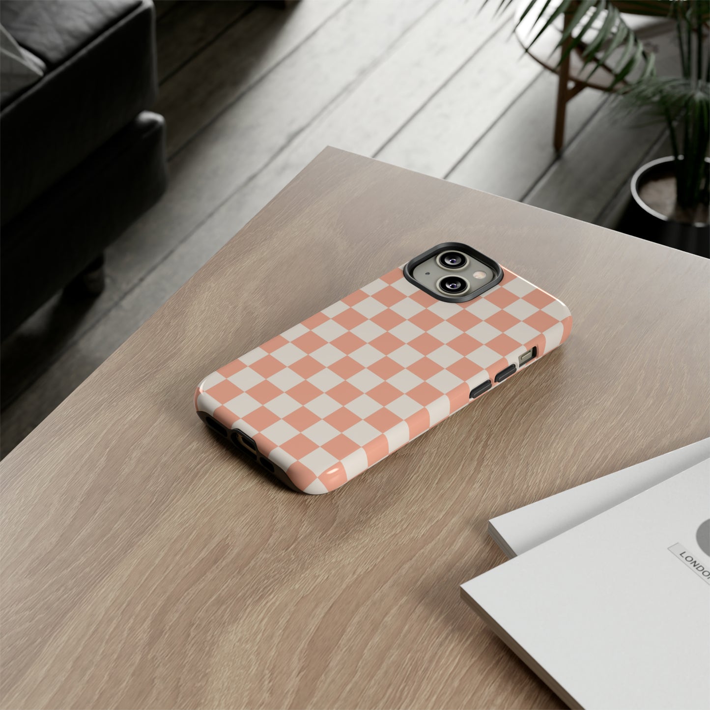 Light Peach Checkers | Tough Phone Case