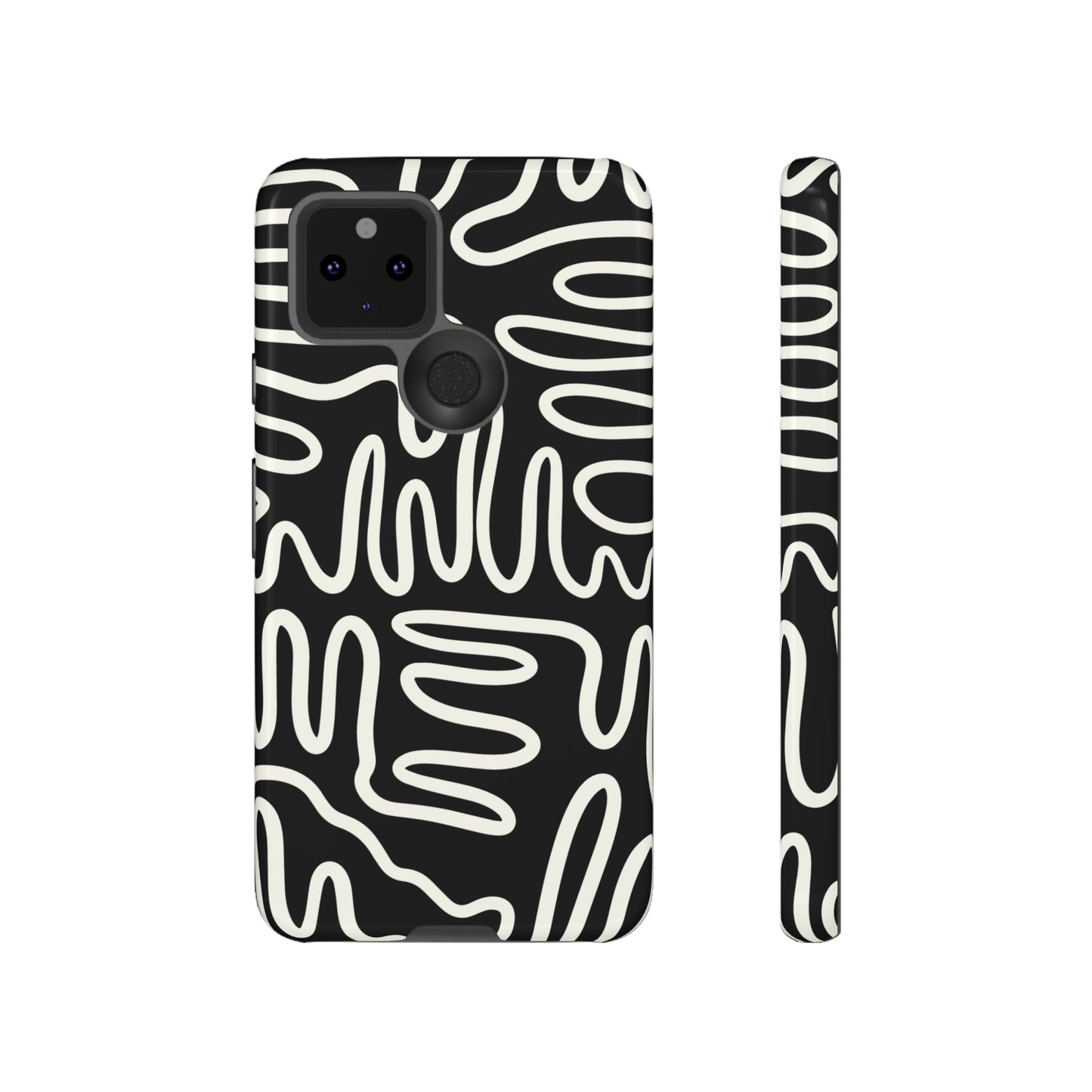 White and Black Squigles | Tough Phone Case