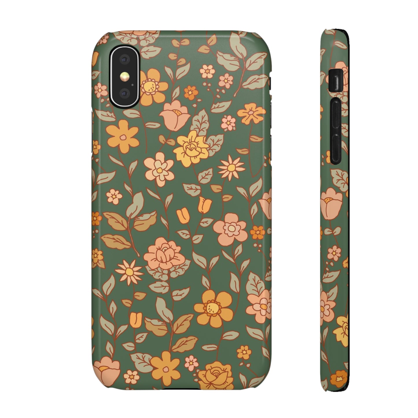 Green Old Fashioned Flowers / Snap Cases