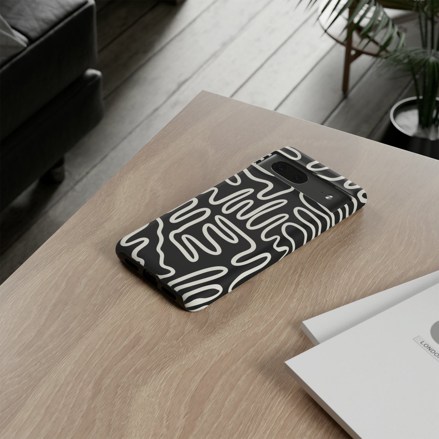 White and Black Squigles | Tough Phone Case