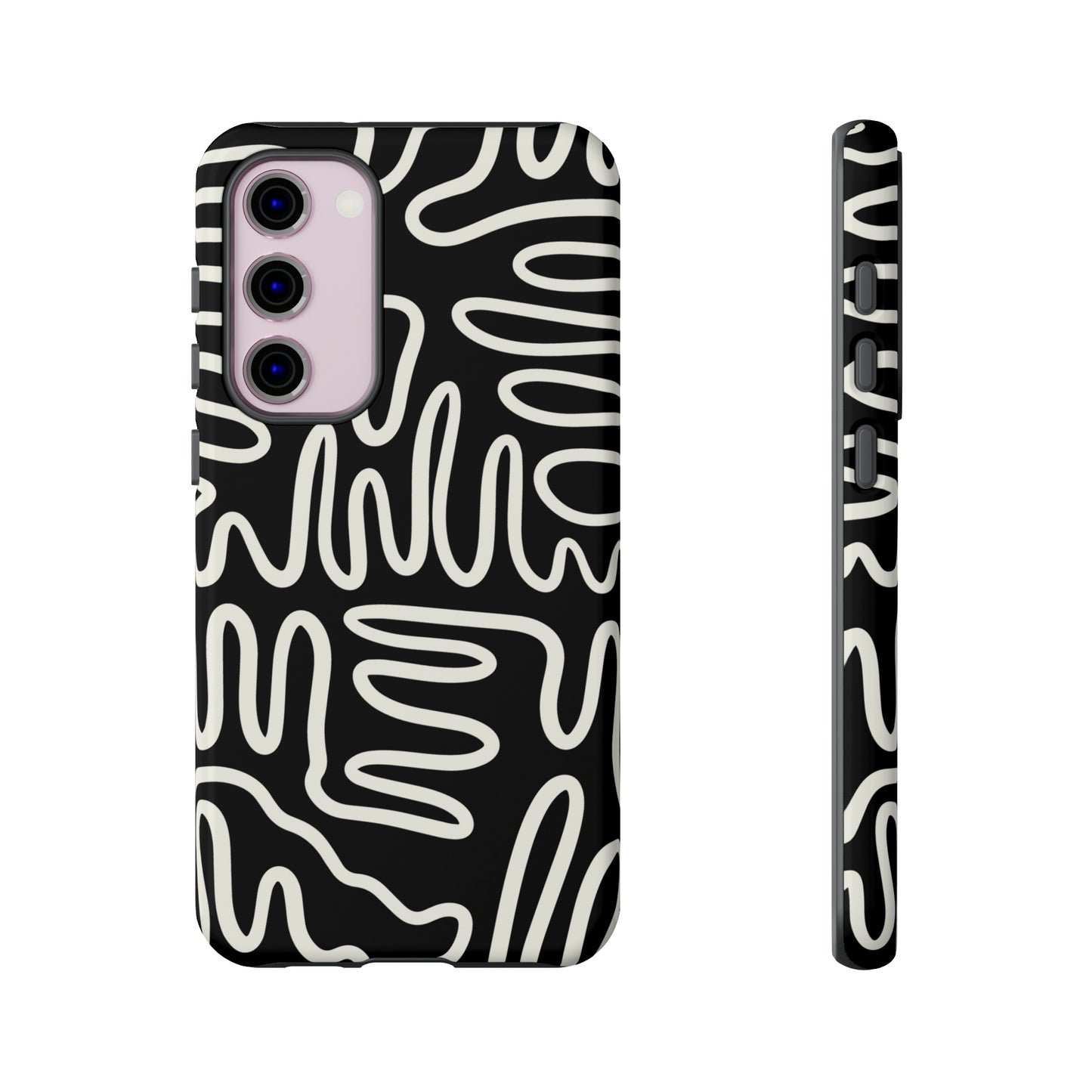 White and Black Squigles | Tough Phone Case