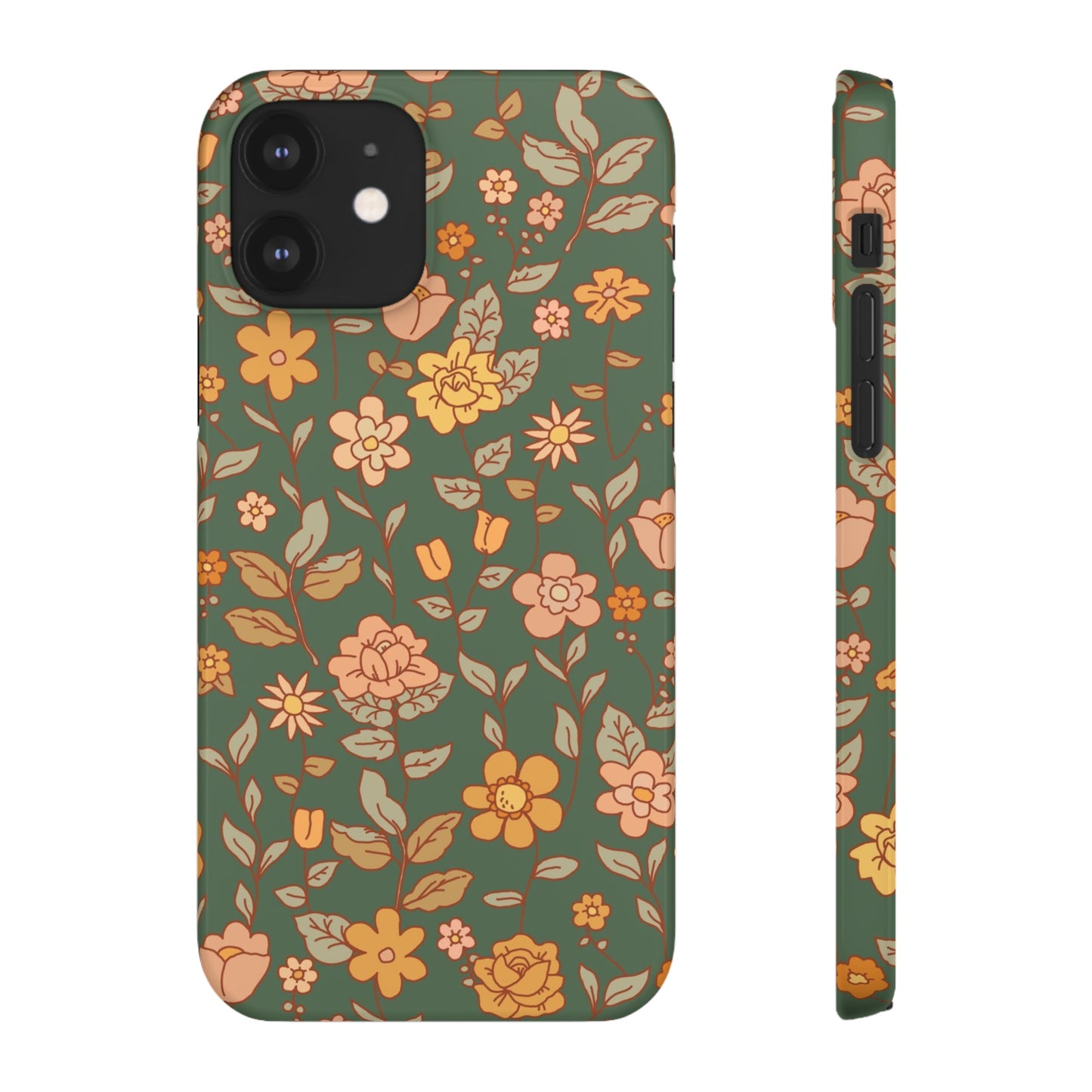 Green Old Fashioned Flowers / Snap Cases