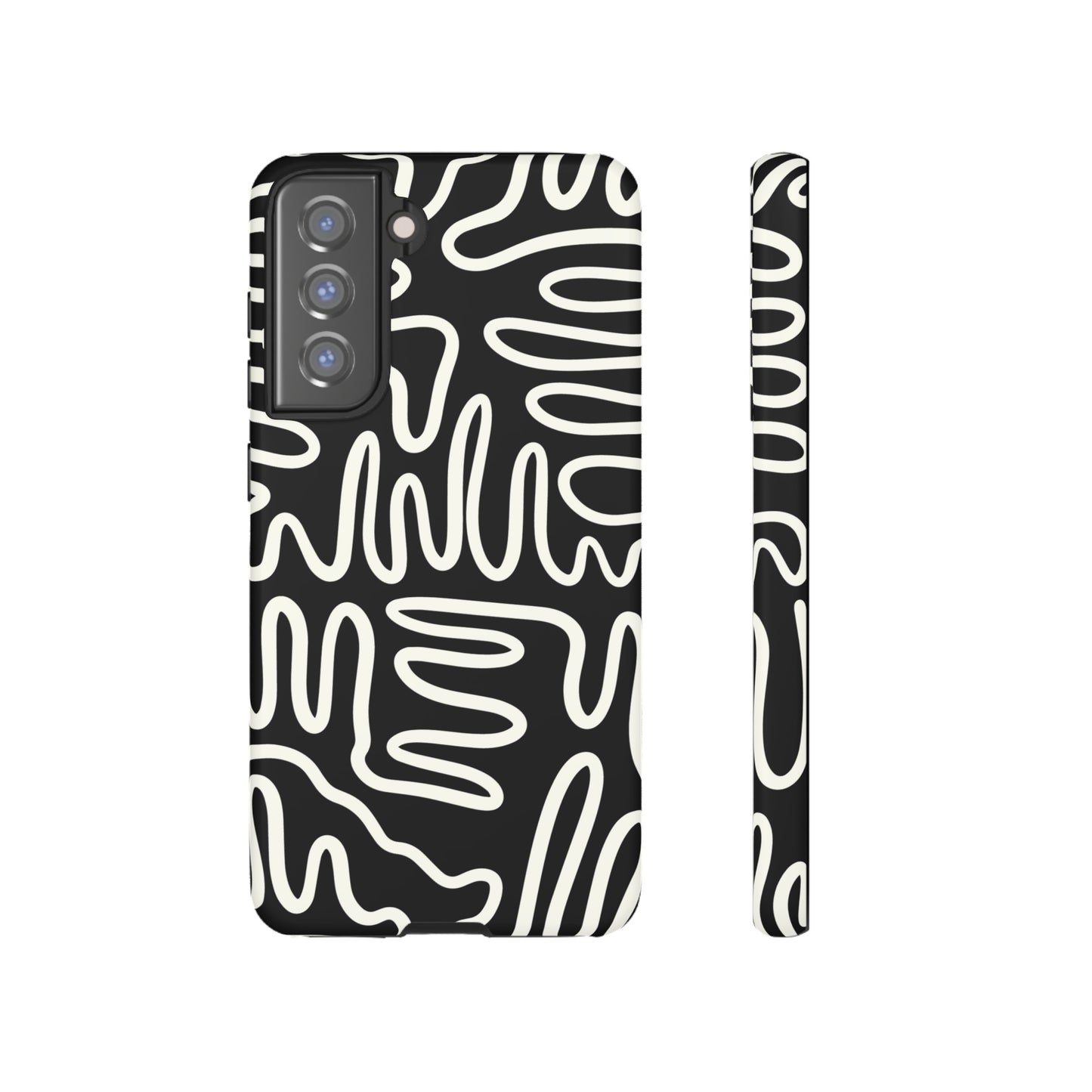 White and Black Squigles | Tough Phone Case