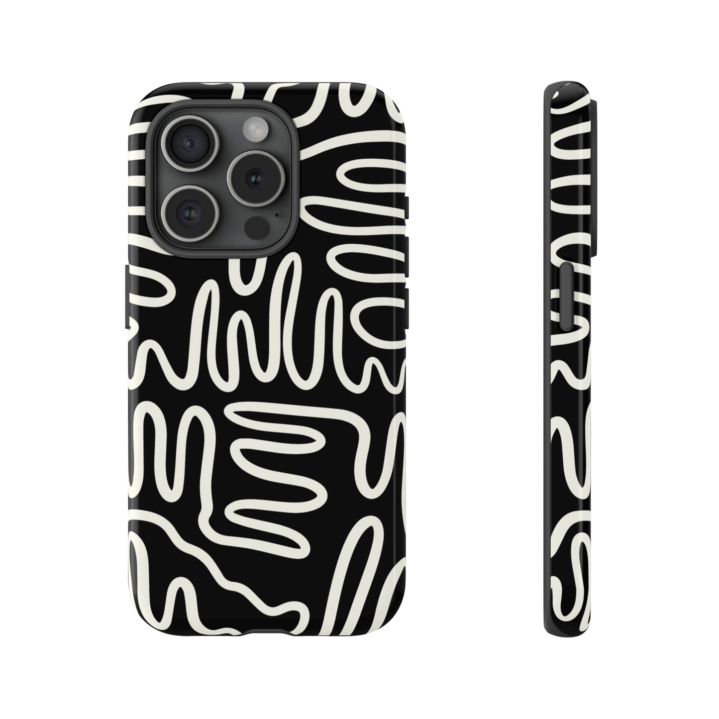 White and Black Squigles | Tough Phone Case