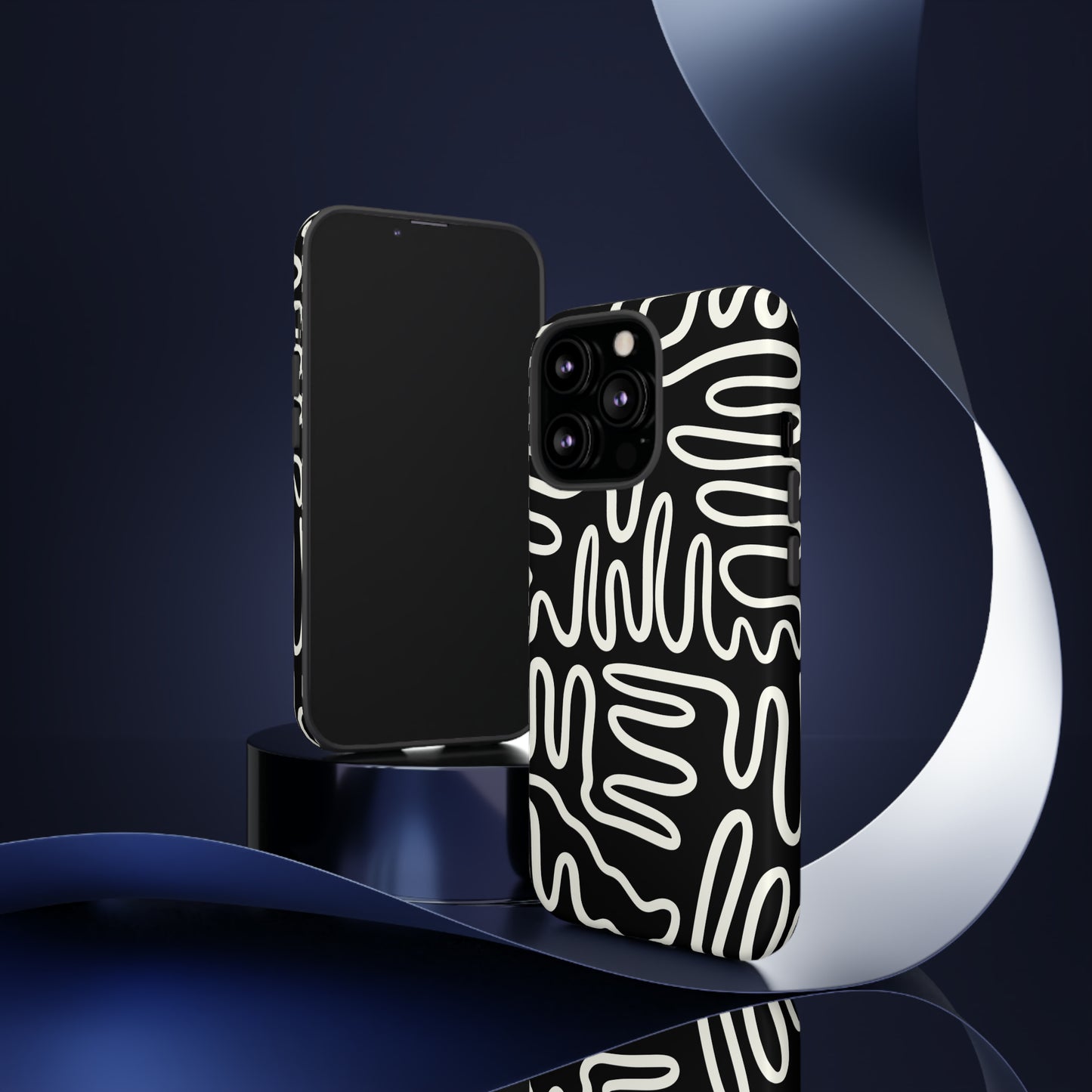 White and Black Squigles | Tough Phone Case