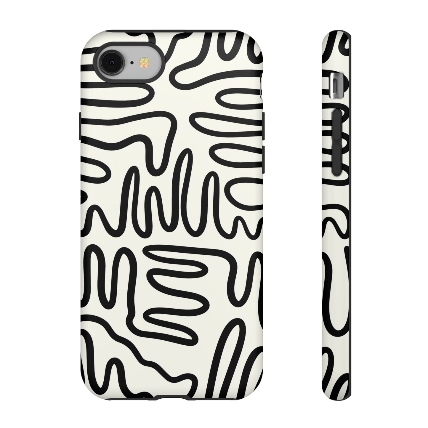 Black and White Squigles | Tough Phone Case