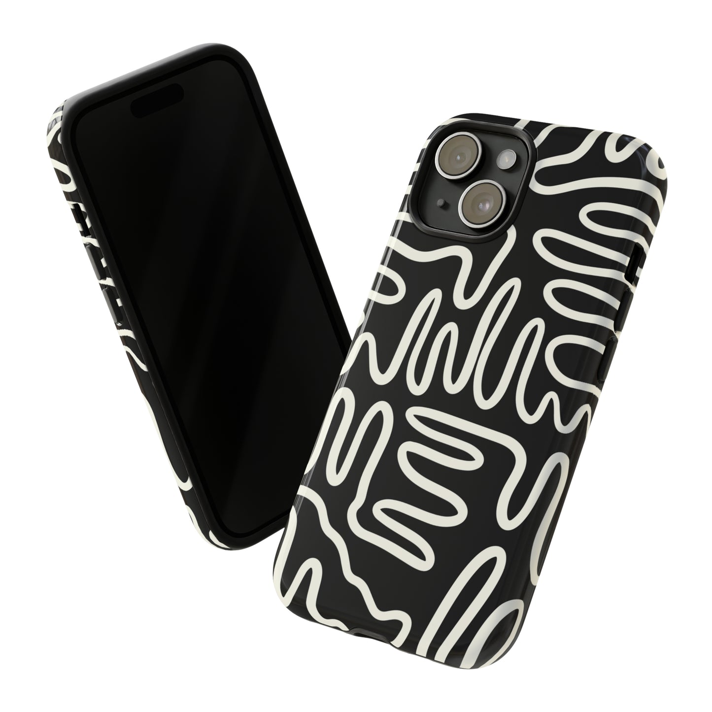 White and Black Squigles | Tough Phone Case