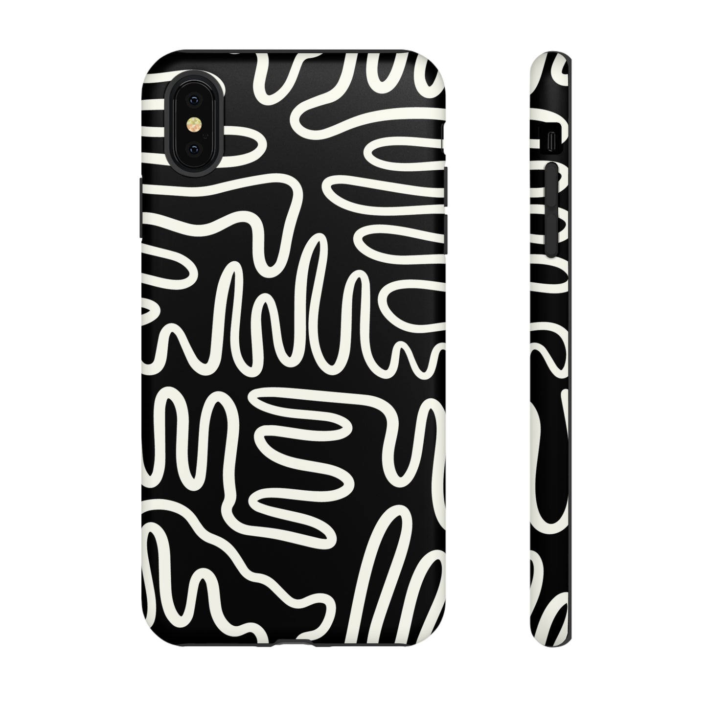 White and Black Squigles | Tough Phone Case