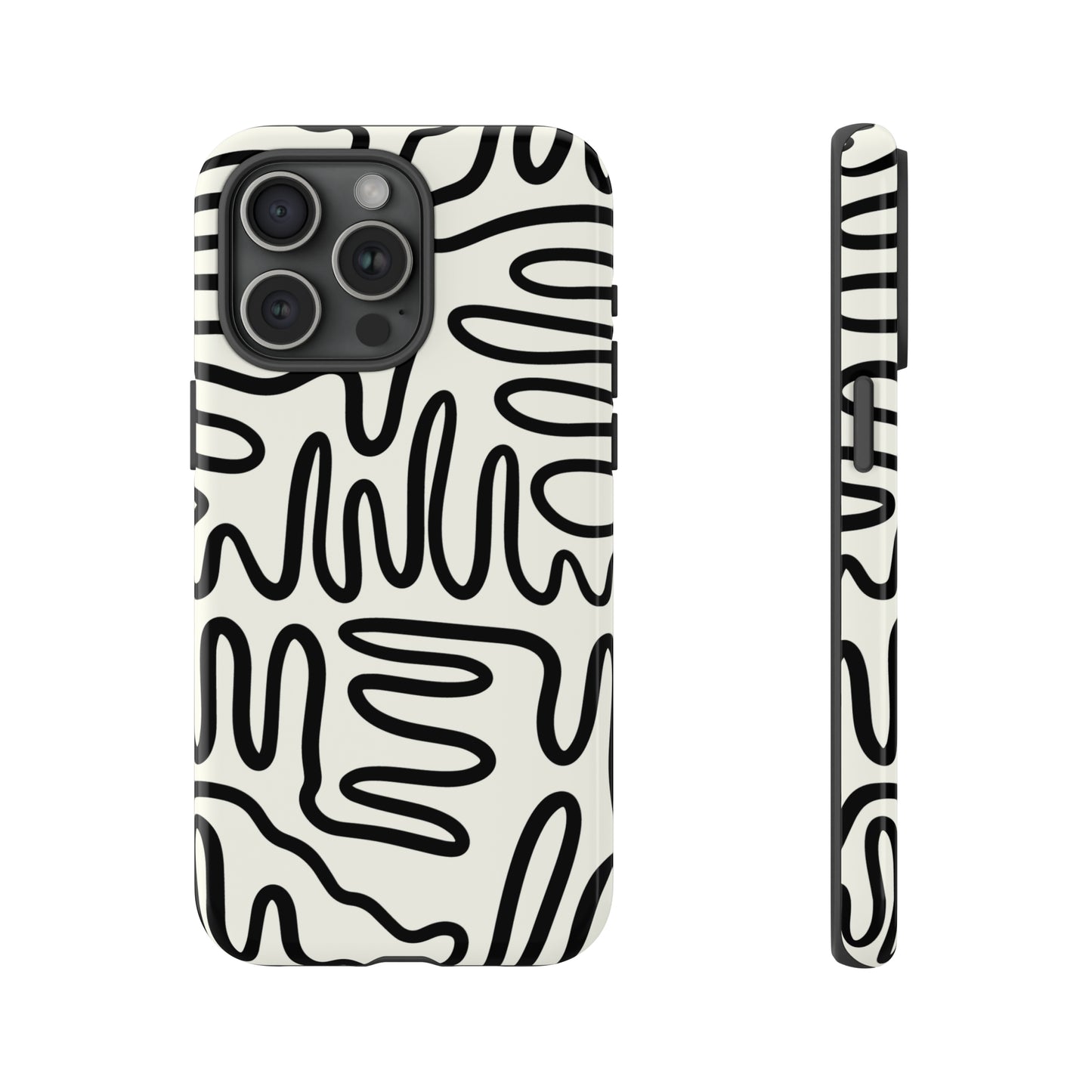 Black and White Squigles | Tough Phone Case