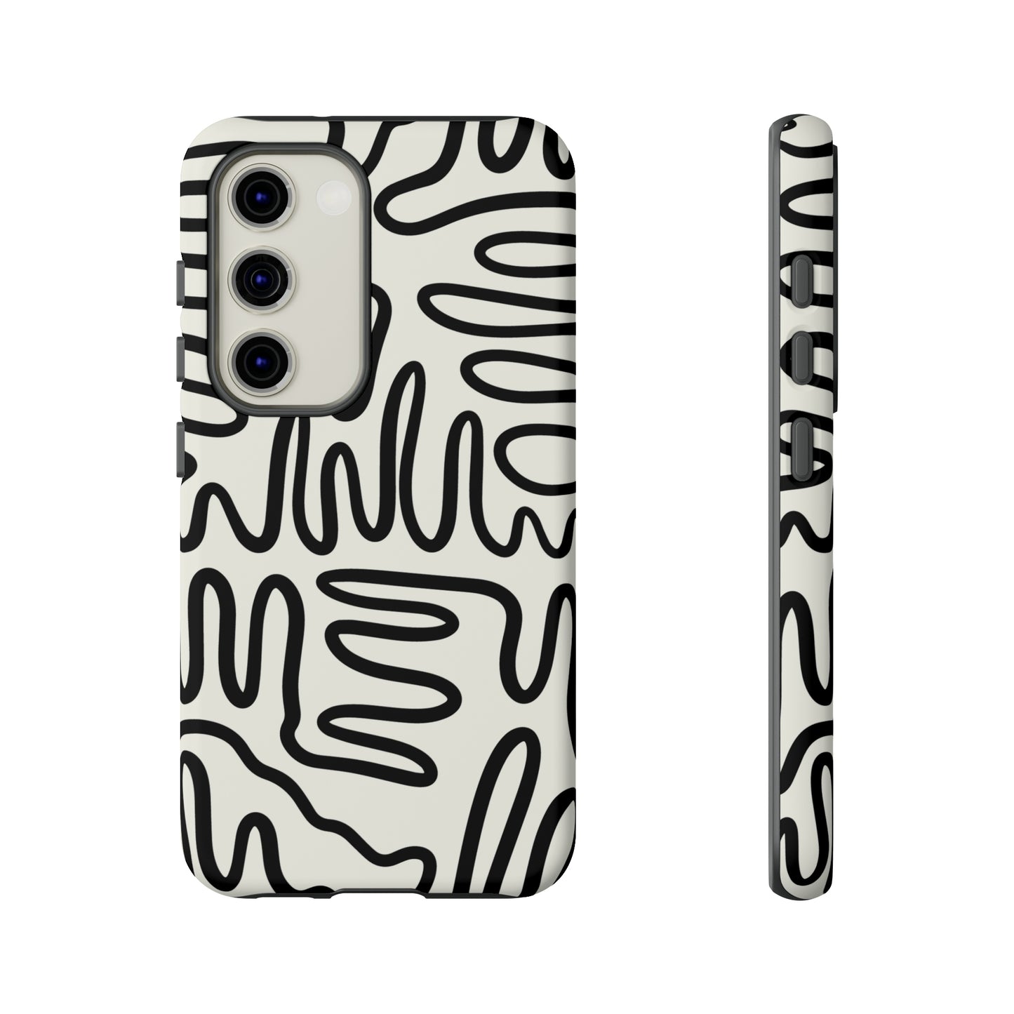 Black and White Squigles | Tough Phone Case