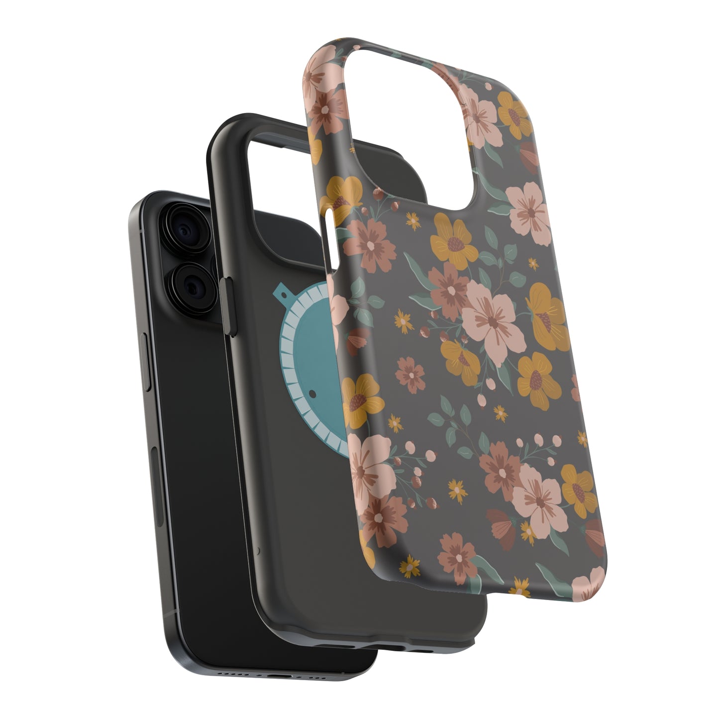 Black Faded Flowers | MagSafe Phone Cases