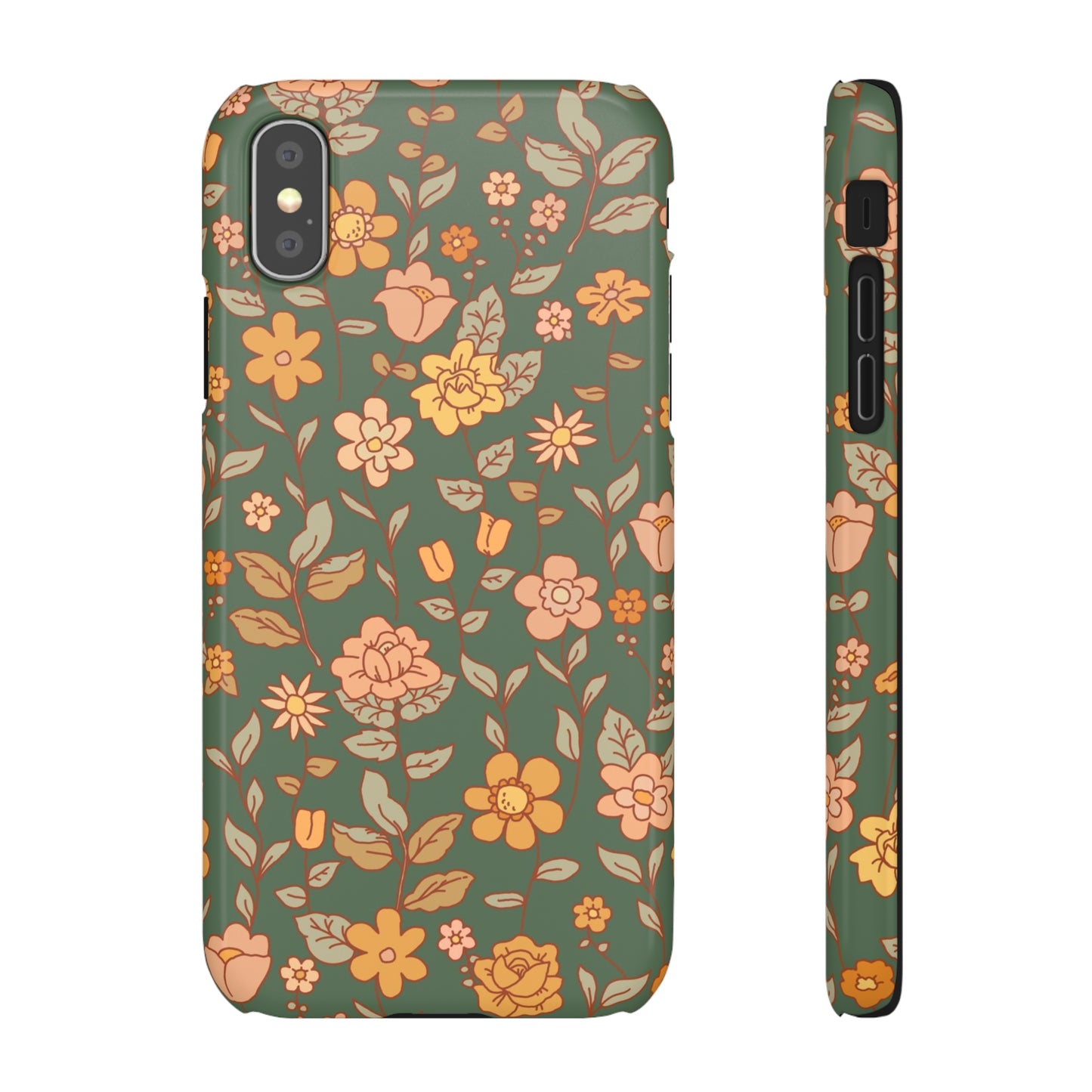 Green Old Fashioned Flowers / Snap Cases