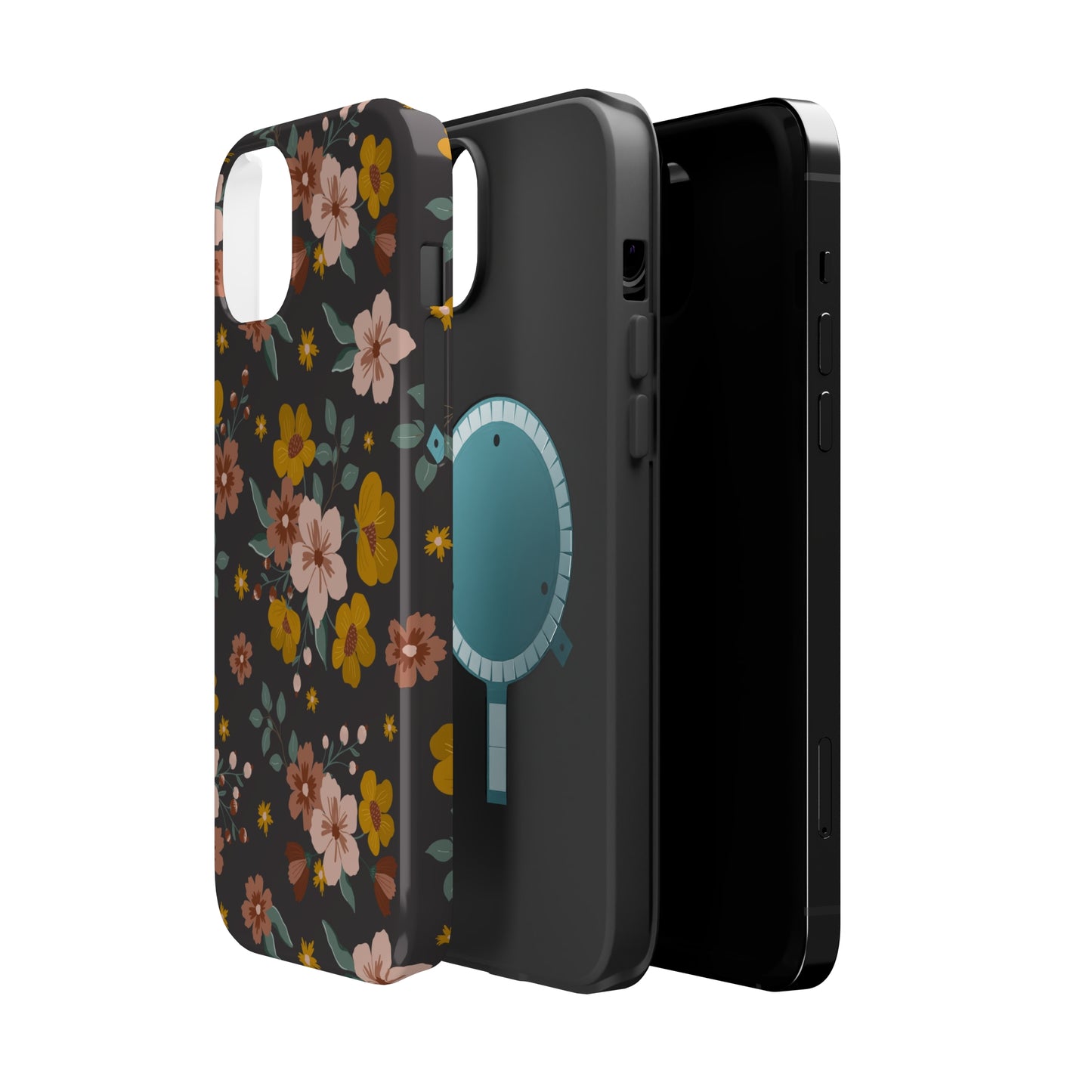 Black Faded Flowers | MagSafe Phone Cases