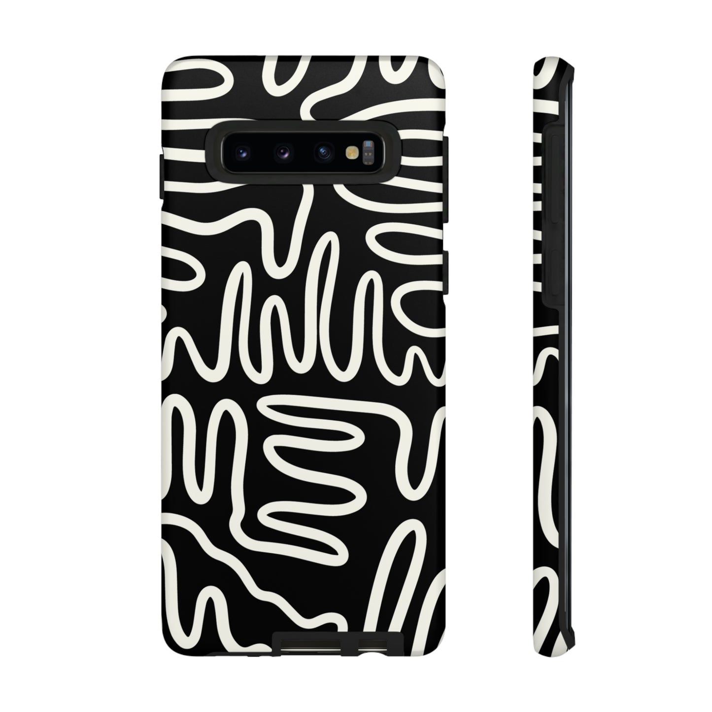 White and Black Squigles | Tough Phone Case