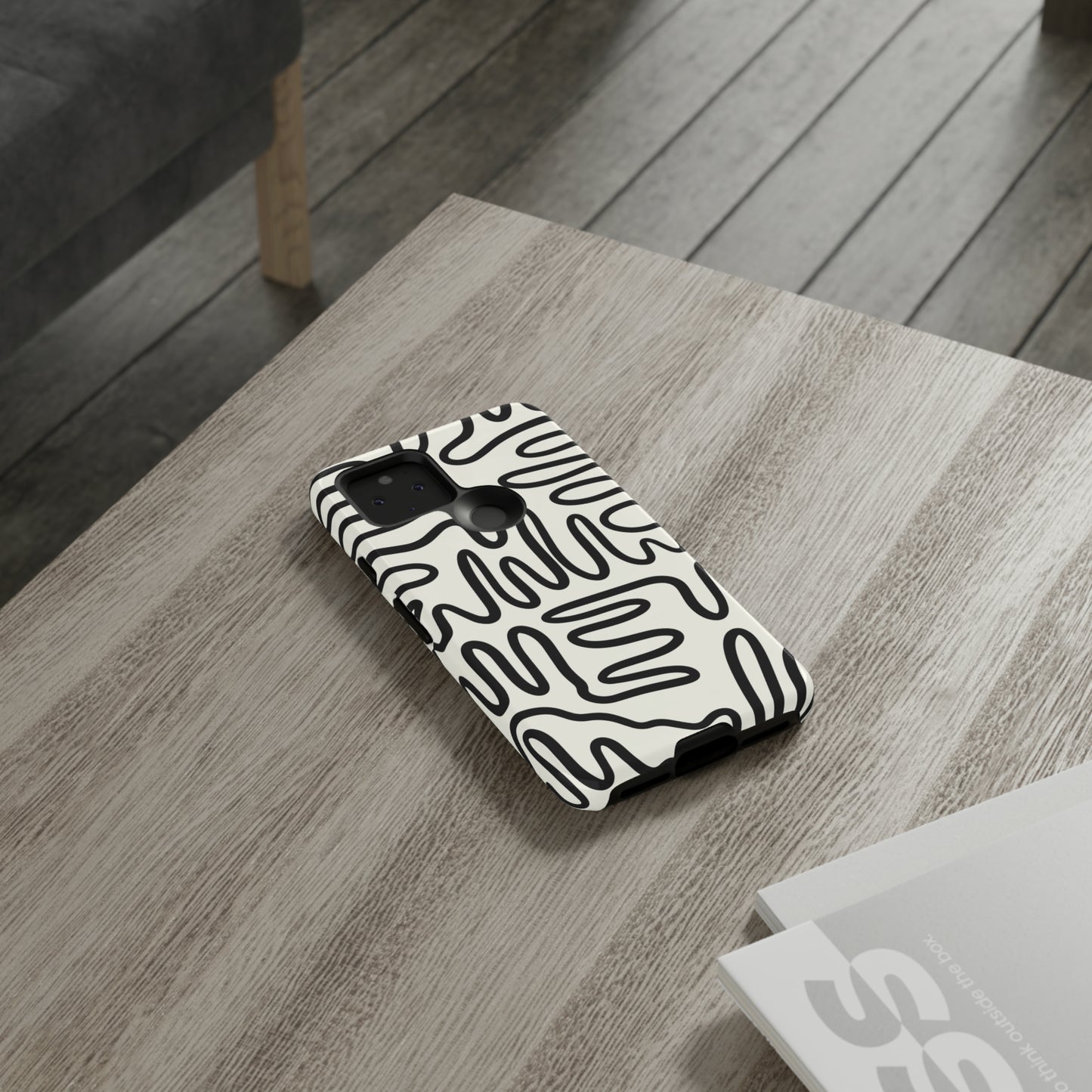 Black and White Squigles | Tough Phone Case