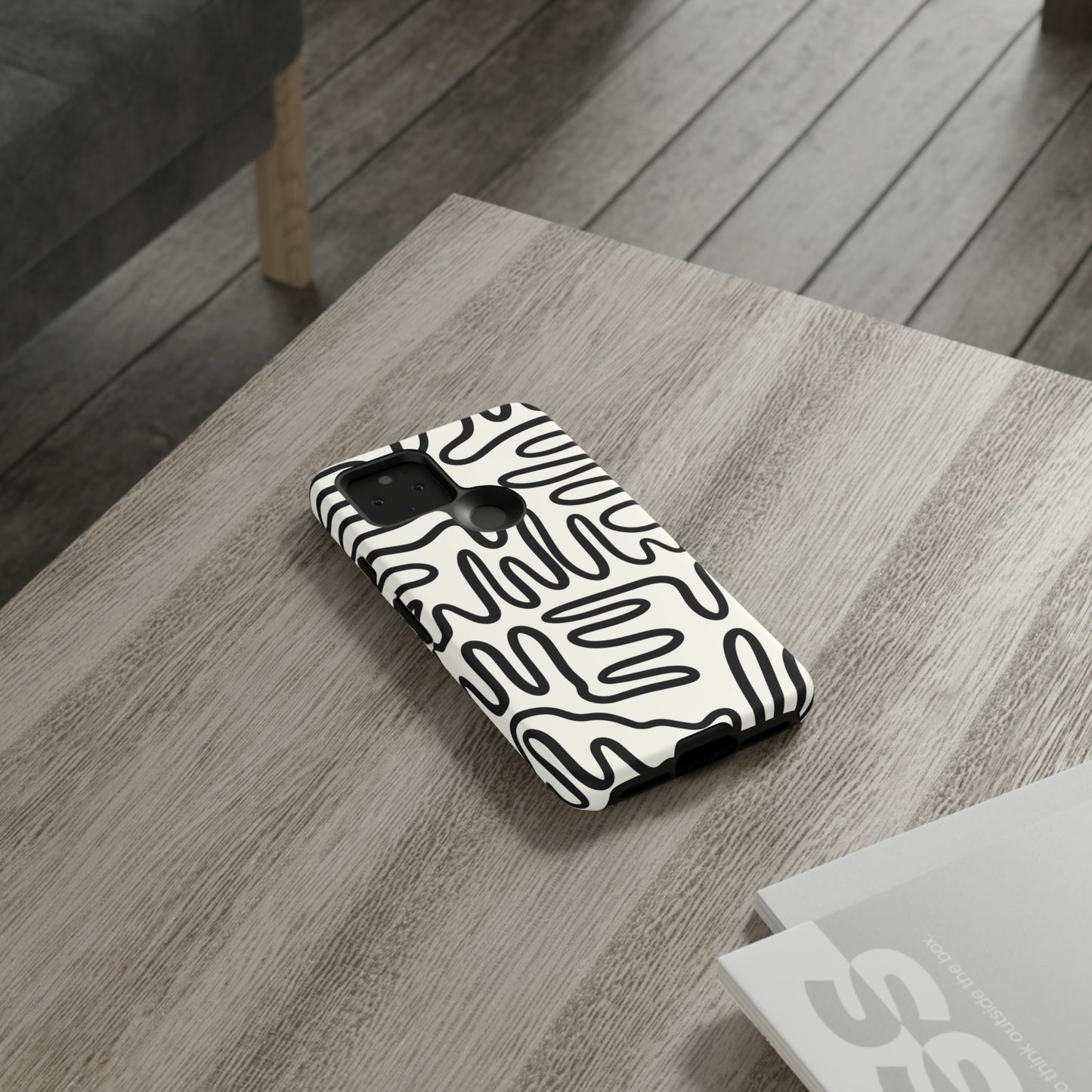 Black and White Squigles | Tough Phone Case