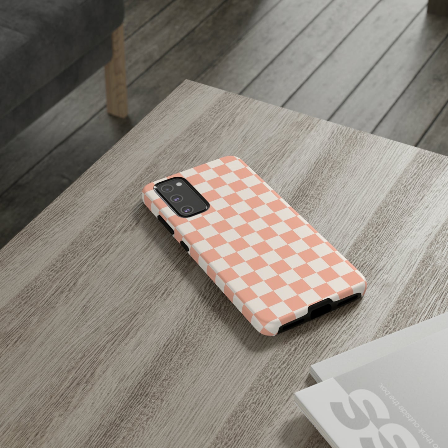 Light Peach Checkers | Tough Phone Case