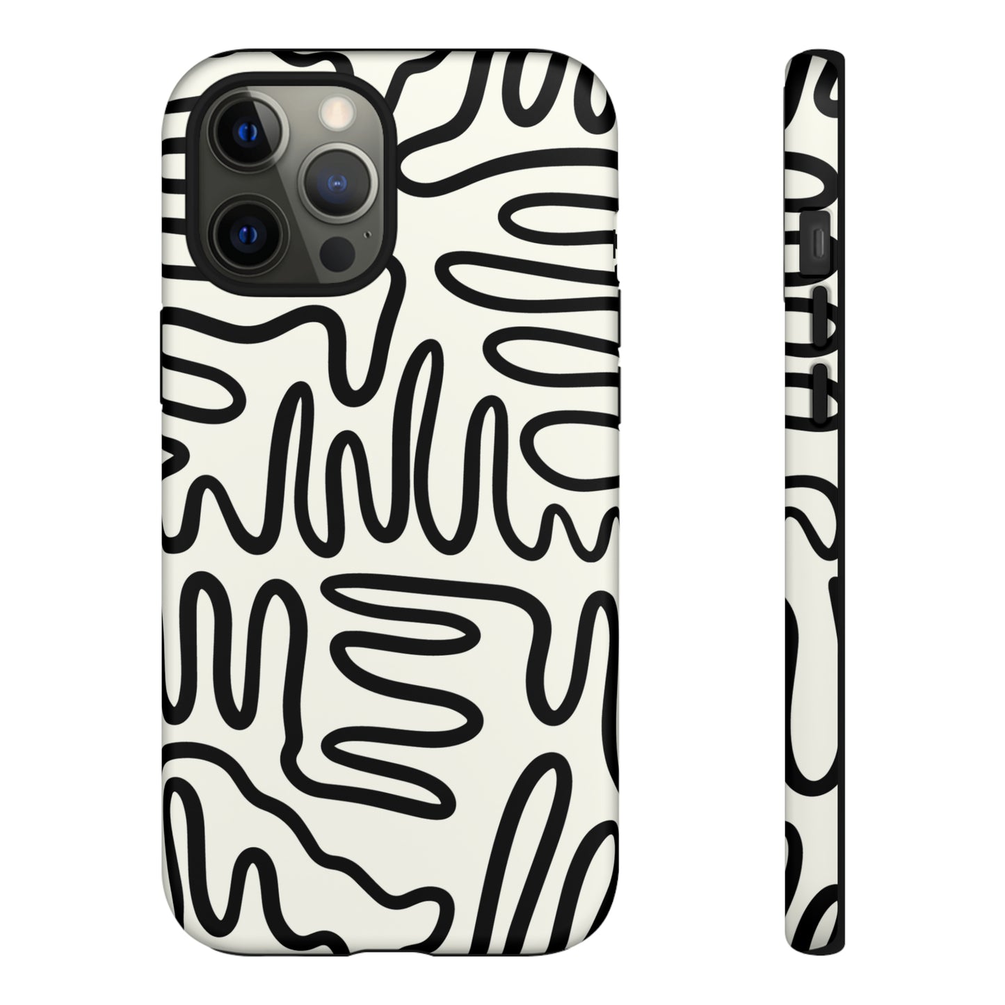 Black and White Squigles | Tough Phone Case