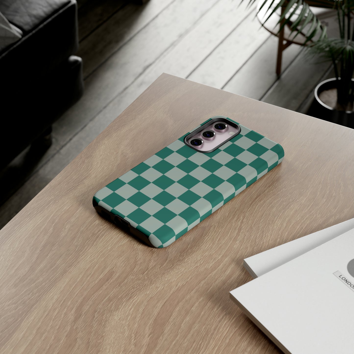 Green on Green Checkerboard | Tough Phone Case