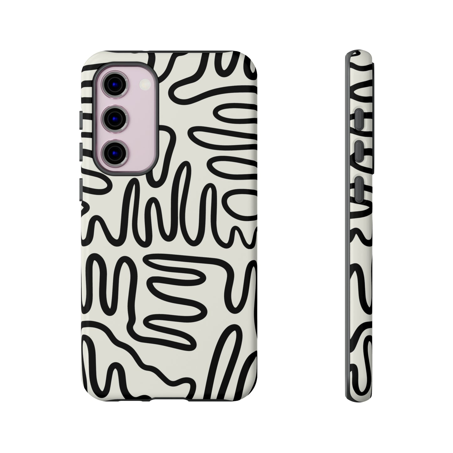 Black and White Squigles | Tough Phone Case