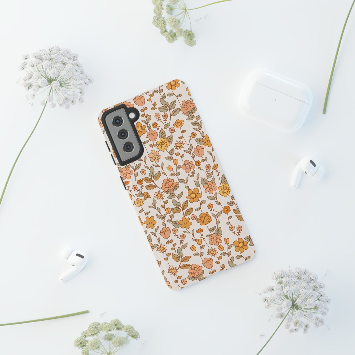 White Old Fashioned Flowers | Tough Phone Case