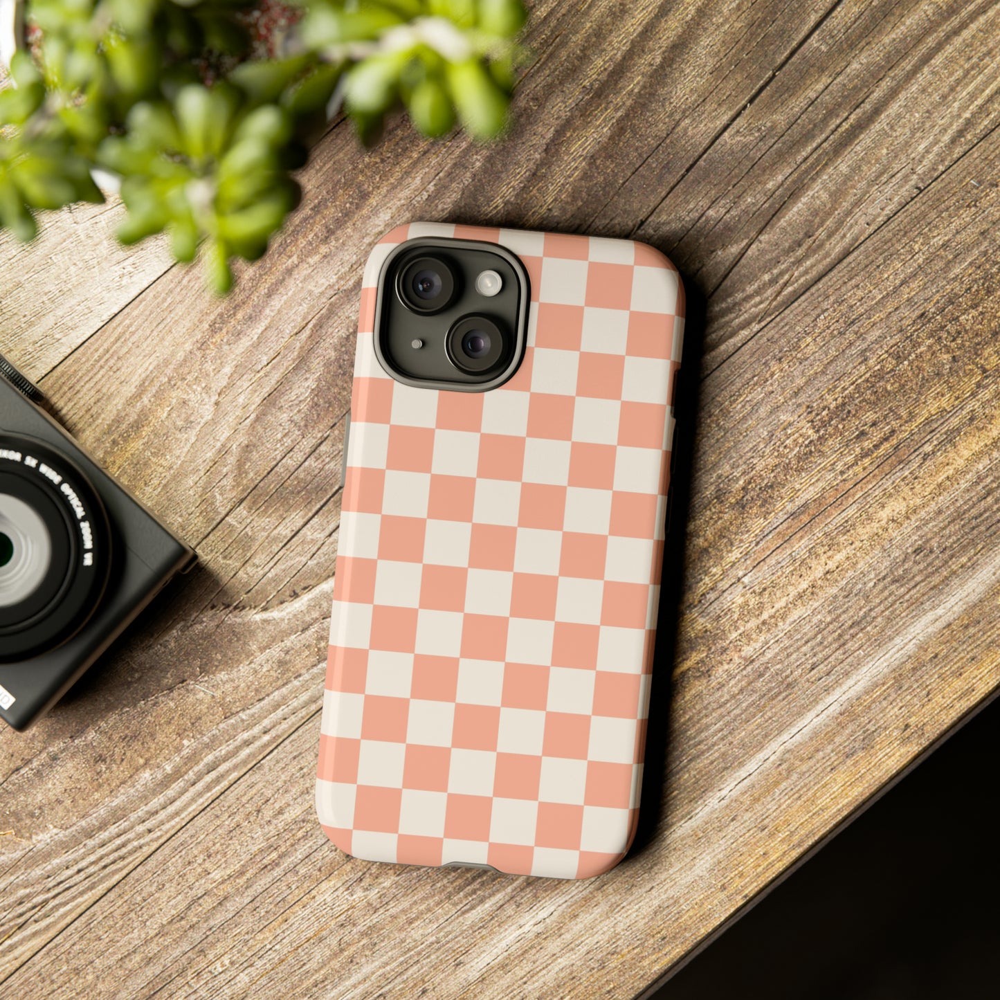 Light Peach Checkers | Tough Phone Case