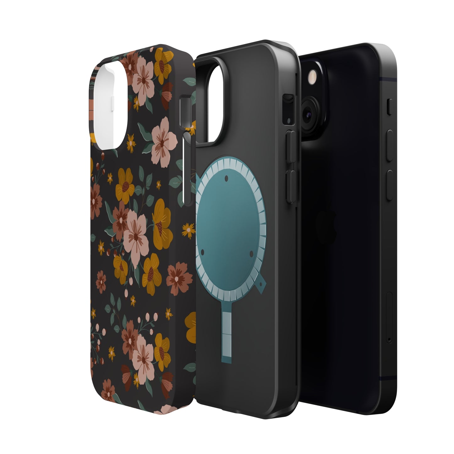 Black Faded Flowers | MagSafe Phone Cases