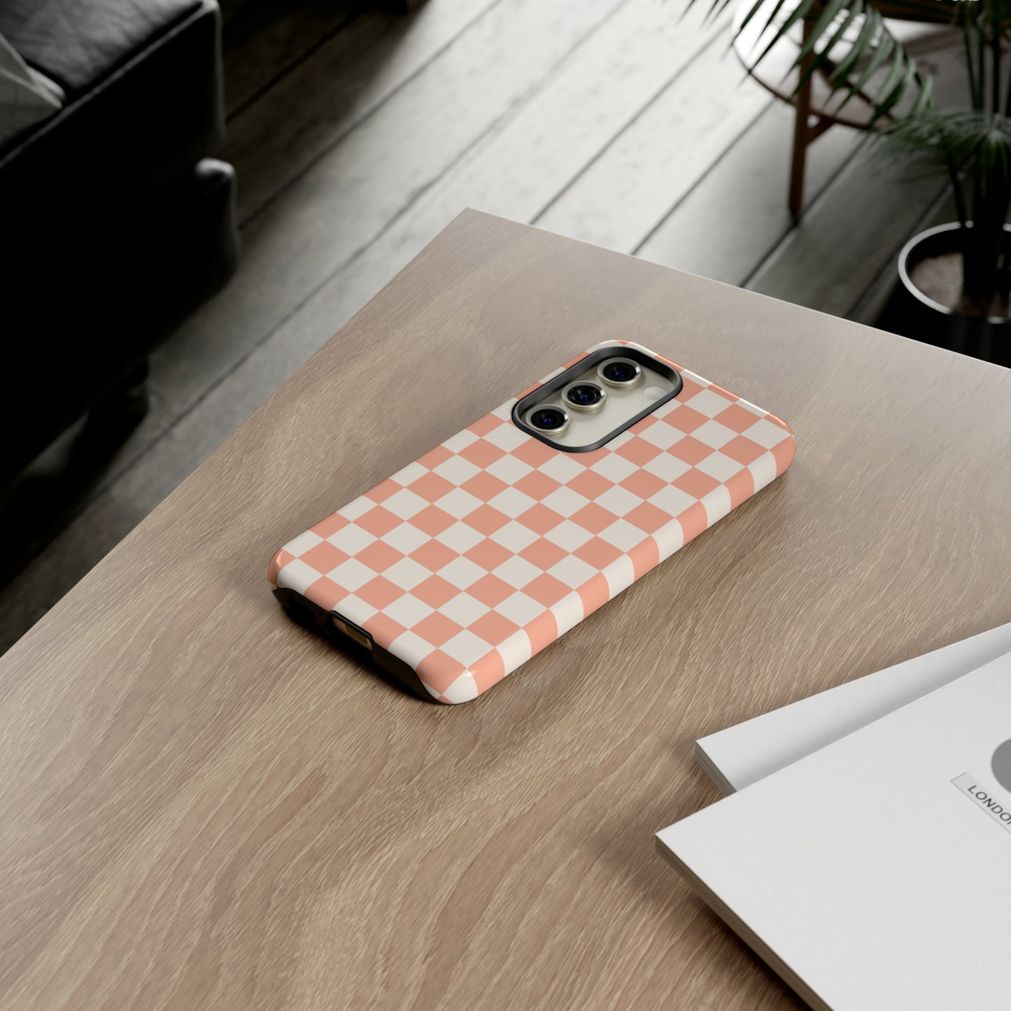 Light Peach Checkers | Tough Phone Case