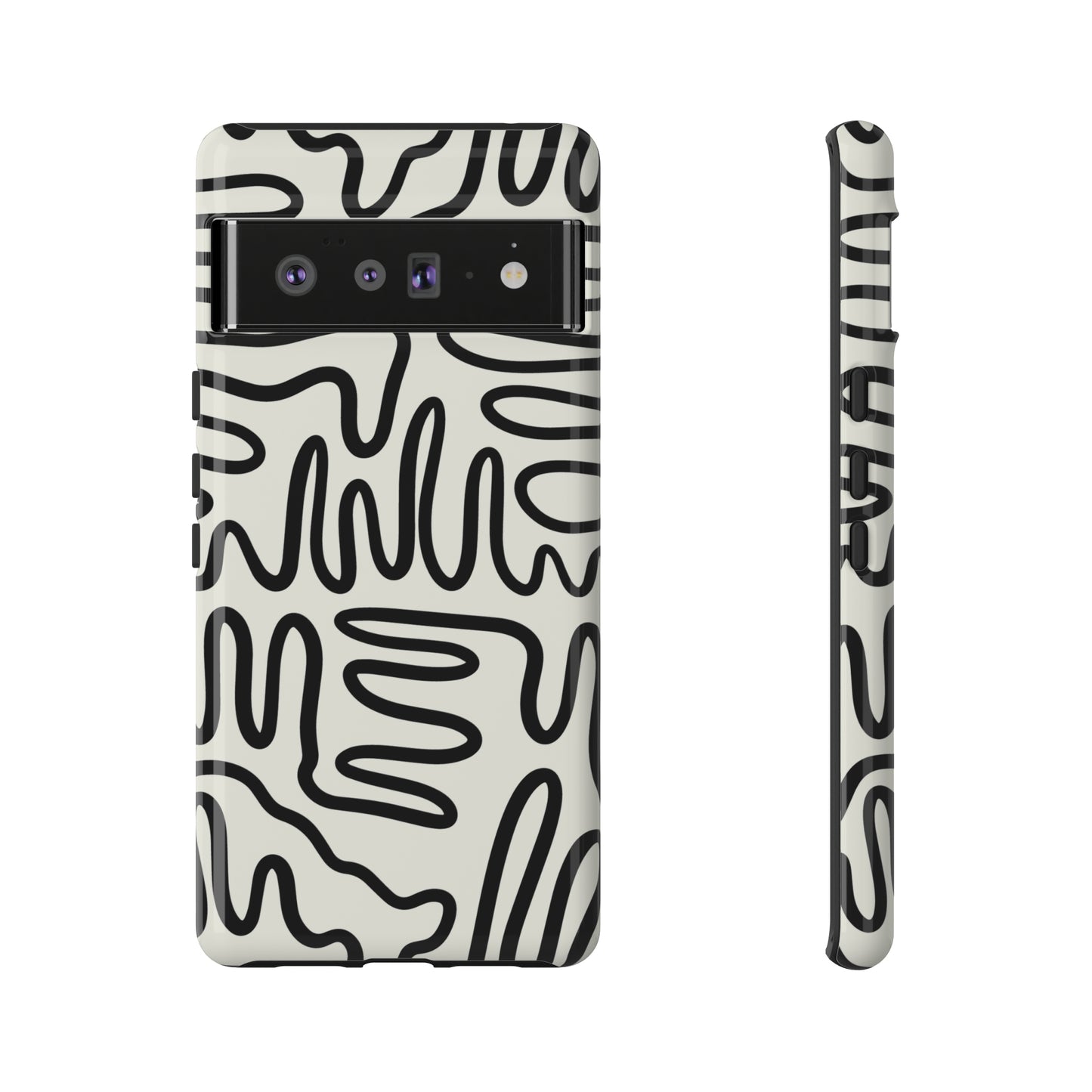 Black and White Squigles | Tough Phone Case