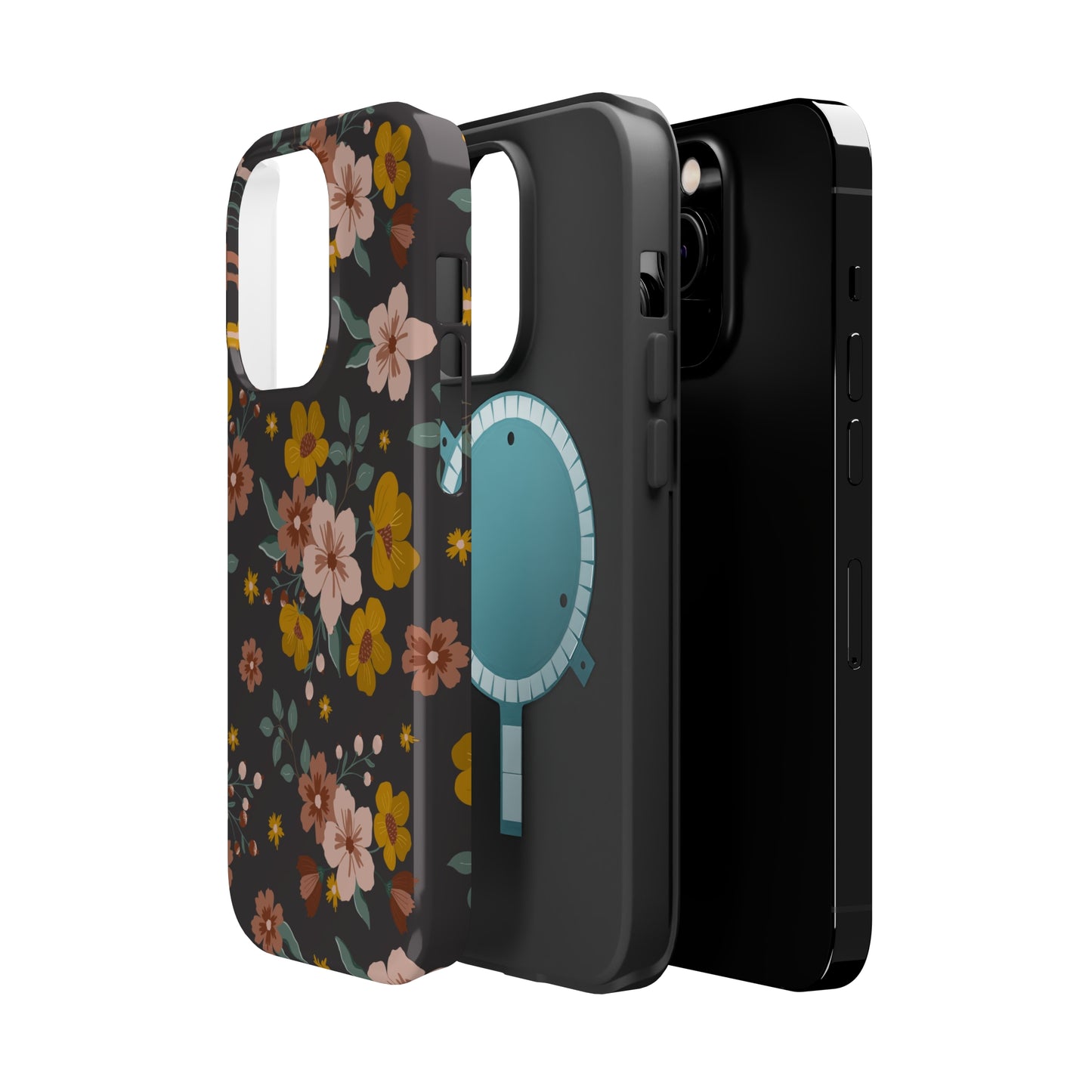 Black Faded Flowers | MagSafe Phone Cases