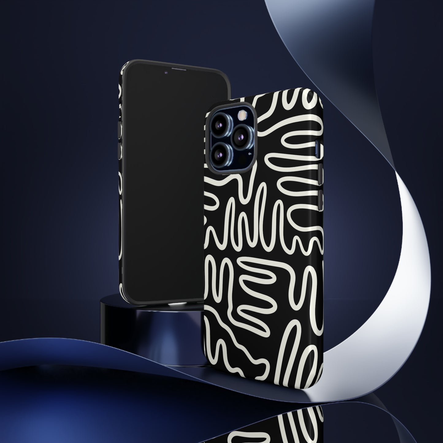 White and Black Squigles | Tough Phone Case