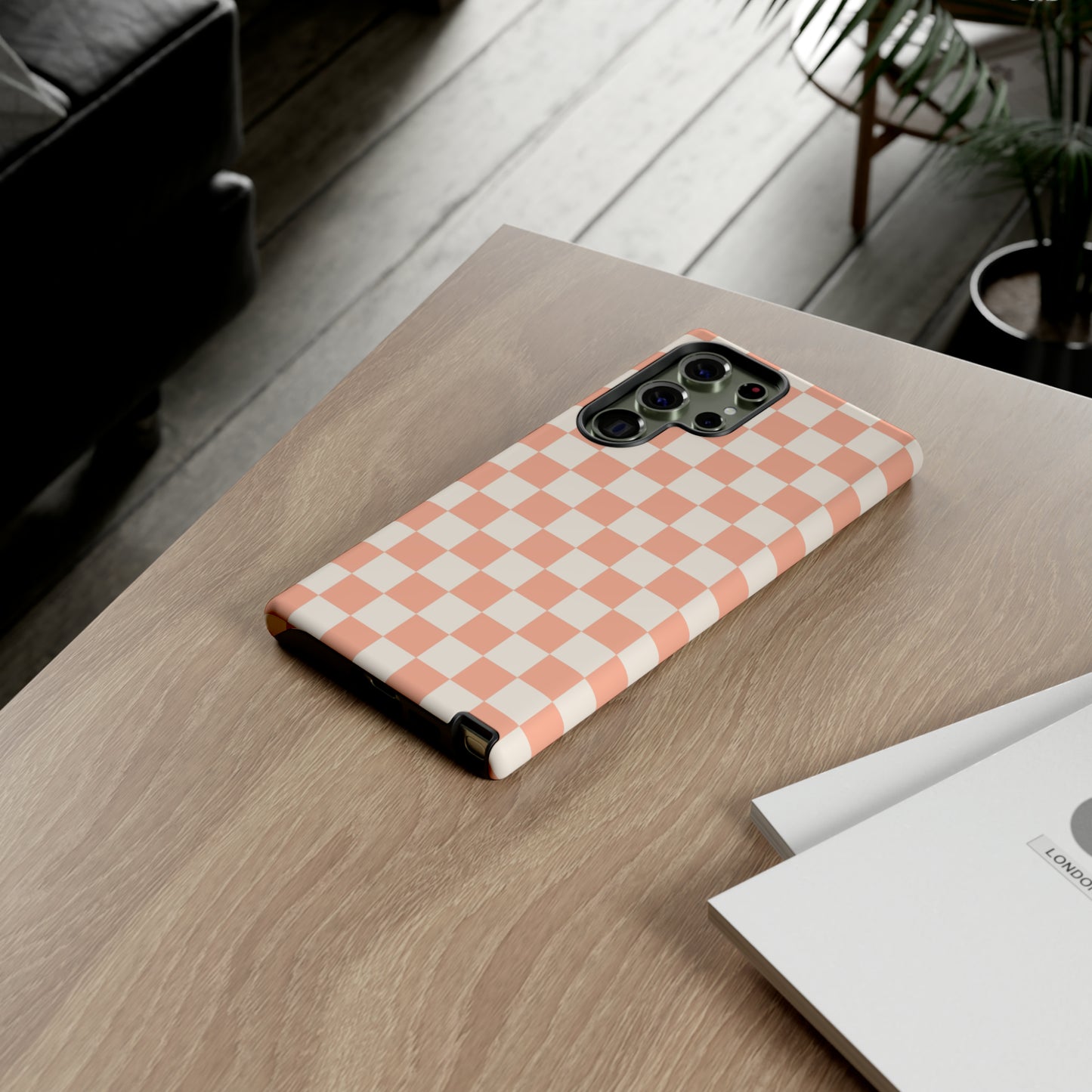 Light Peach Checkers | Tough Phone Case