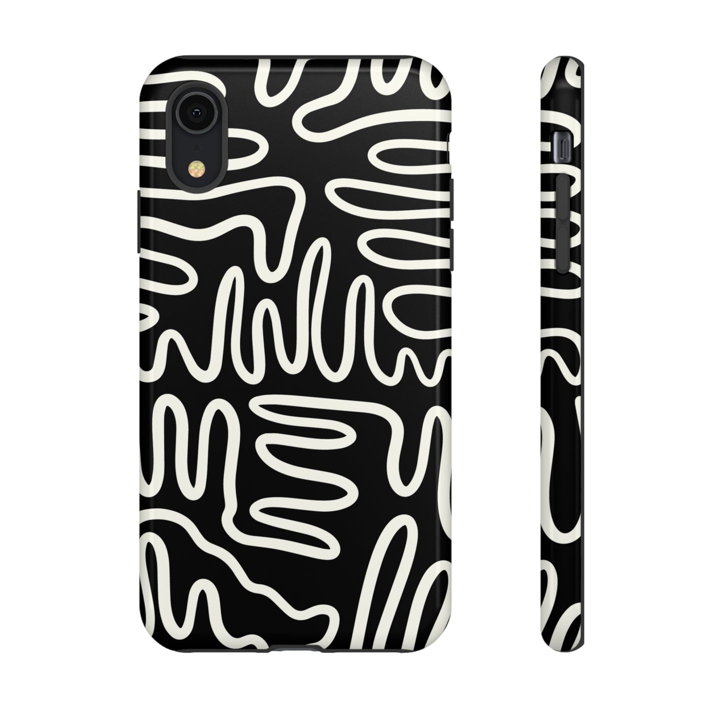 White and Black Squigles | Tough Phone Case