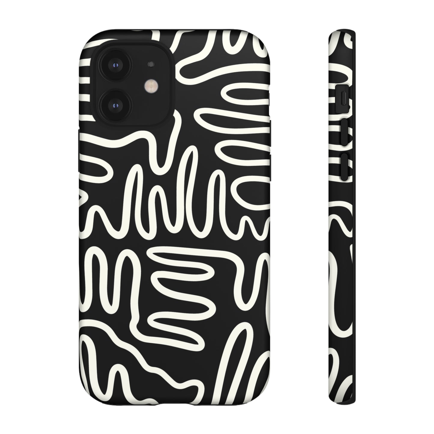 White and Black Squigles | Tough Phone Case