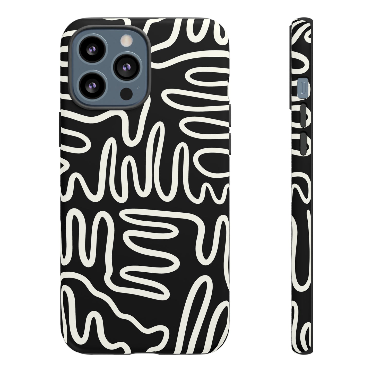 White and Black Squigles | Tough Phone Case