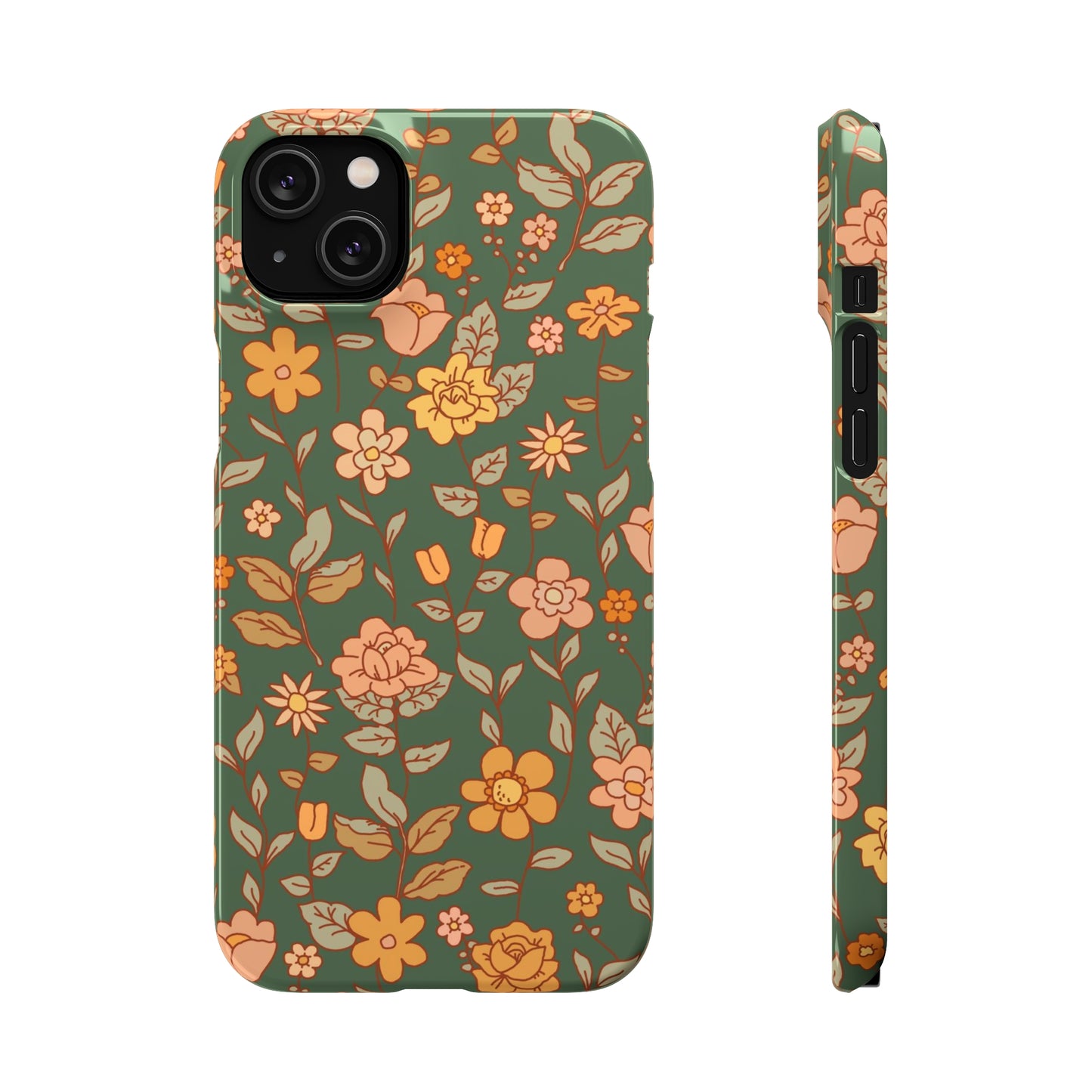 Green Old Fashioned Flowers / Snap Cases