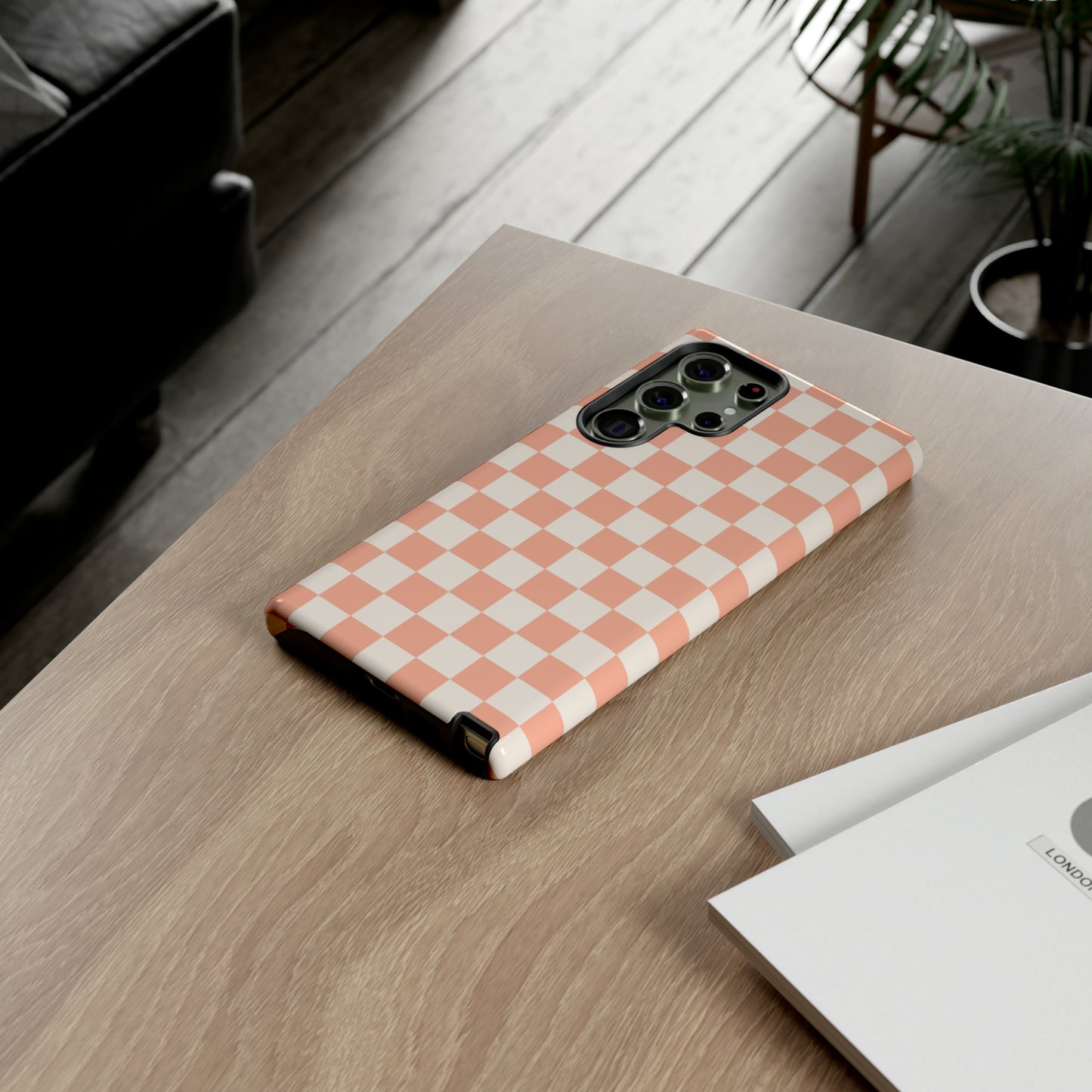 Light Peach Checkers | Tough Phone Case