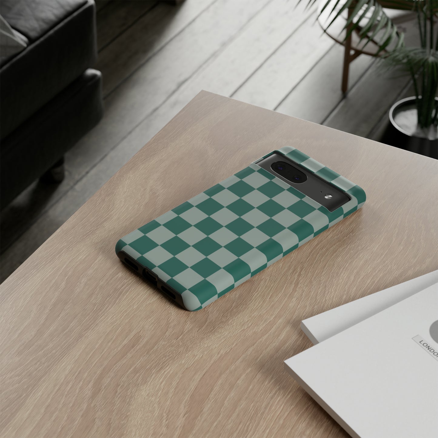 Green on Green Checkerboard | Tough Phone Case